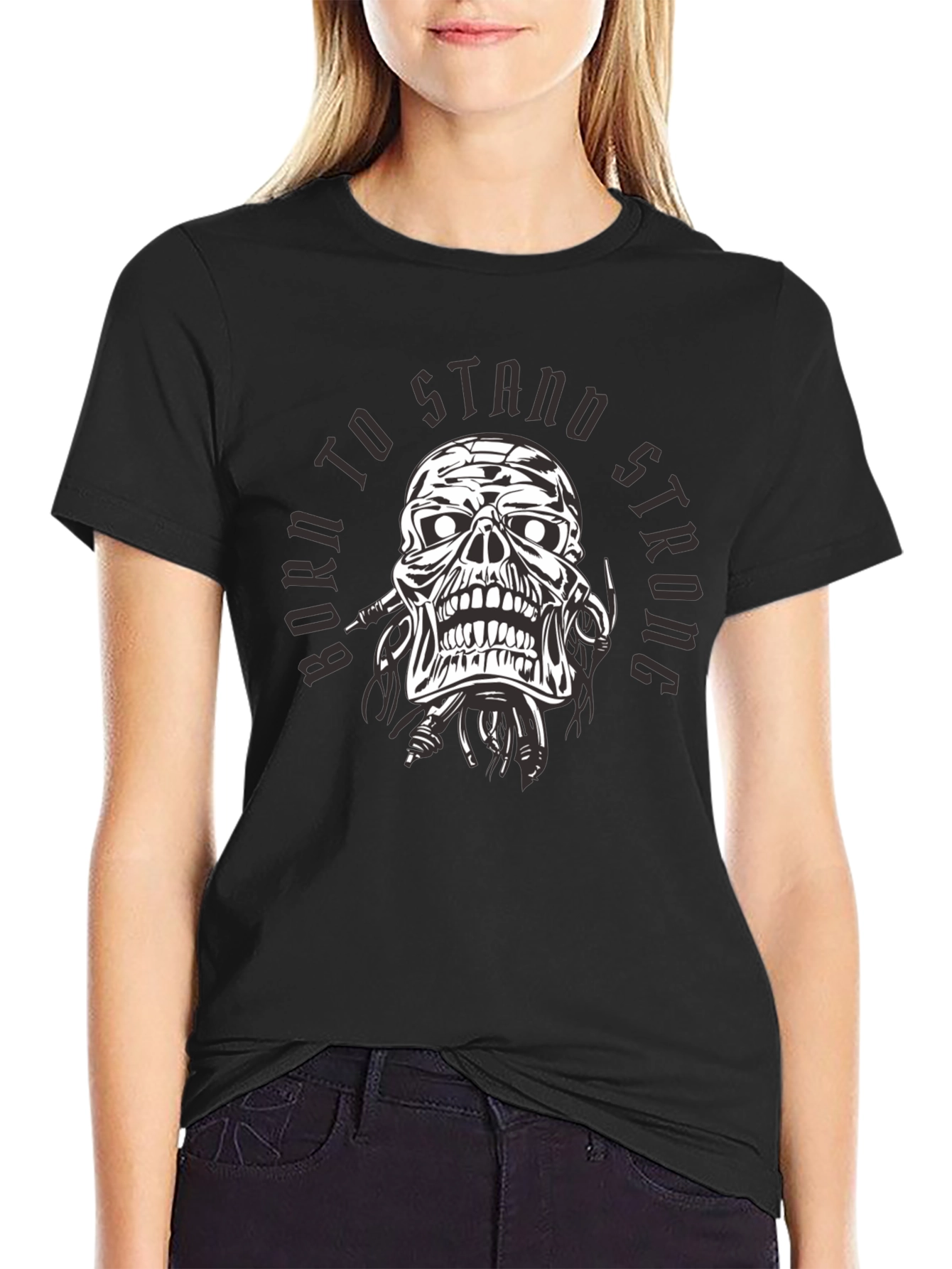 Born To Stand Strong Skull Graphic Tee