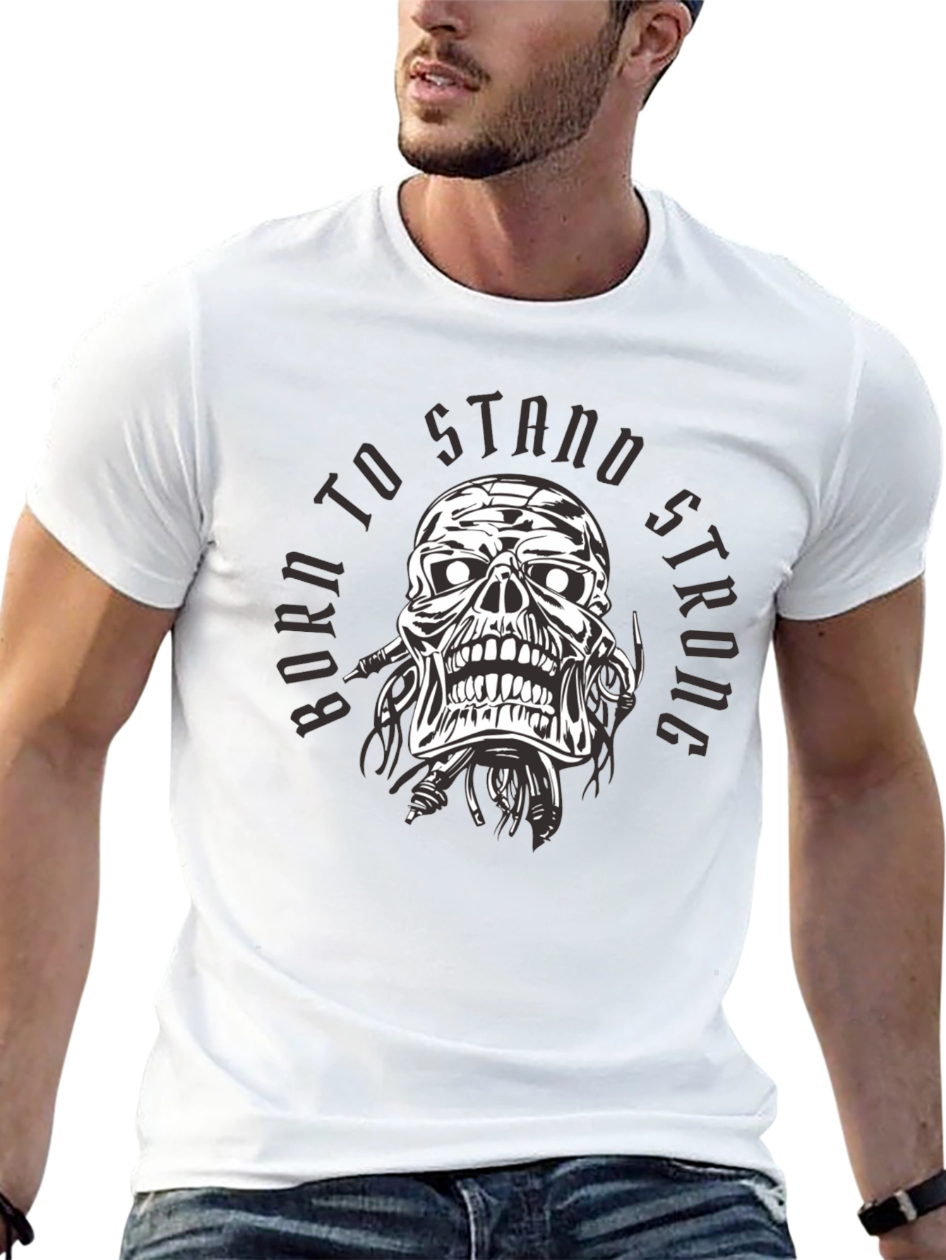 Born To Stand Strong Skull Graphic Tee