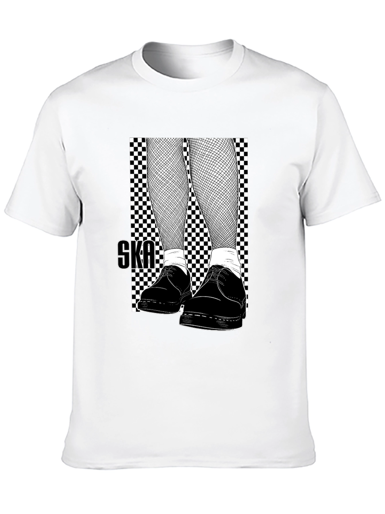 Ska Style T-Shirt: Checkerboard & Fishnet Design