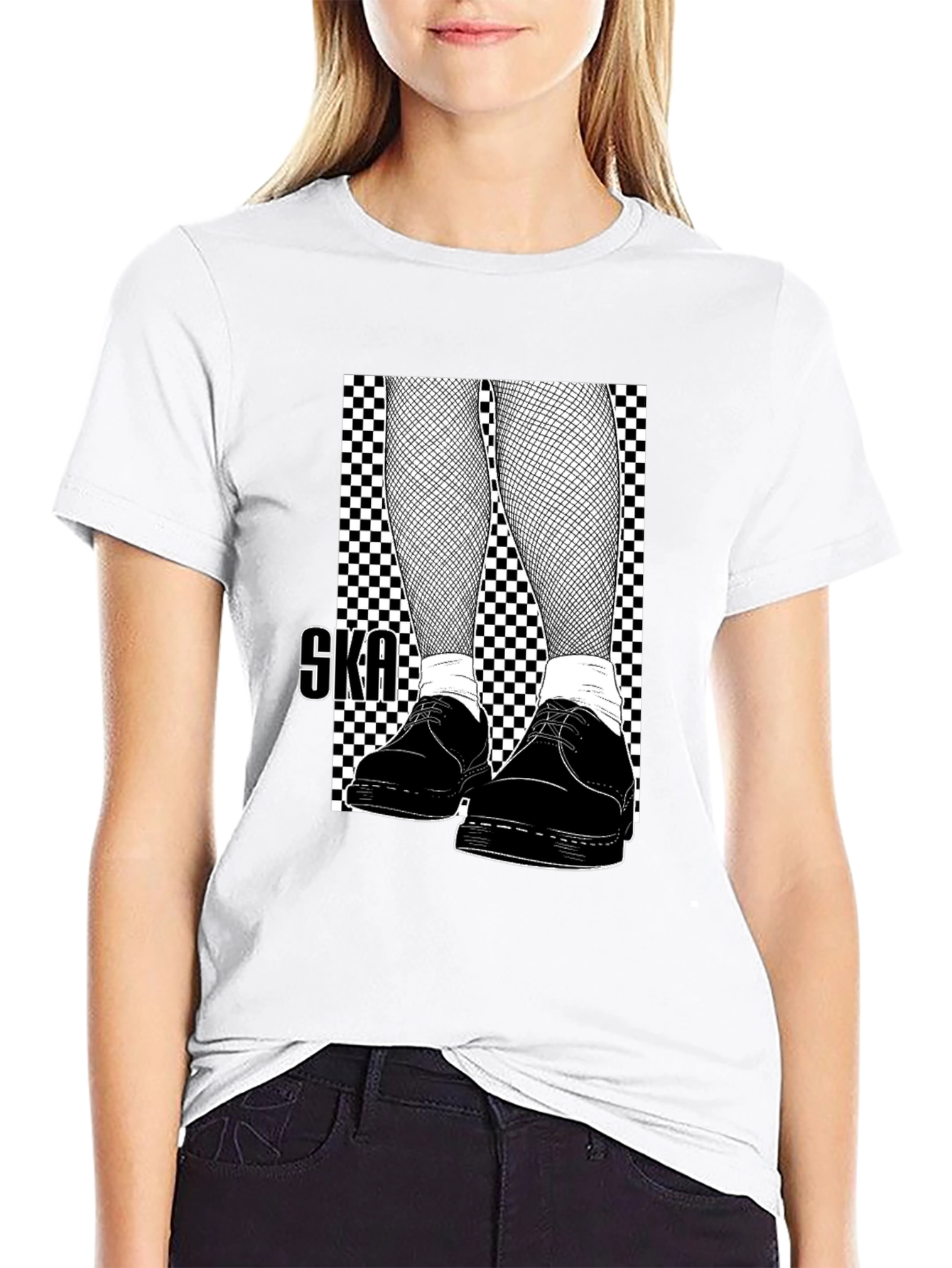 Ska Style T-Shirt: Checkerboard & Fishnet Design