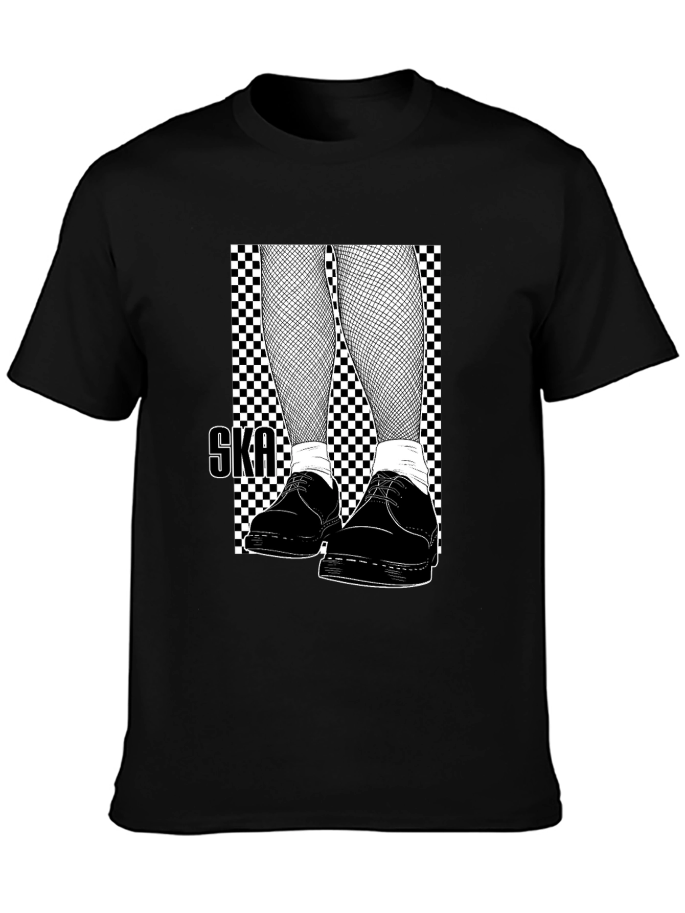 Ska Style T-Shirt: Checkerboard & Fishnet Design