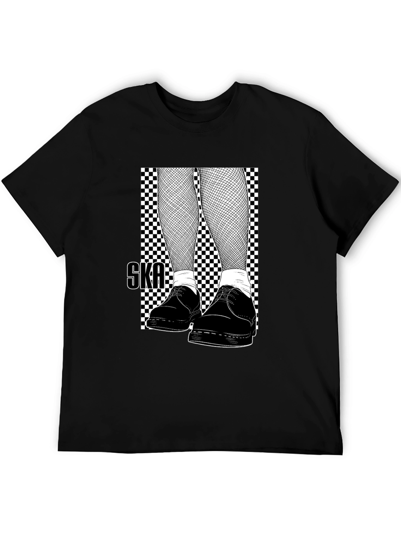 Ska Style T-Shirt: Checkerboard & Fishnet Design