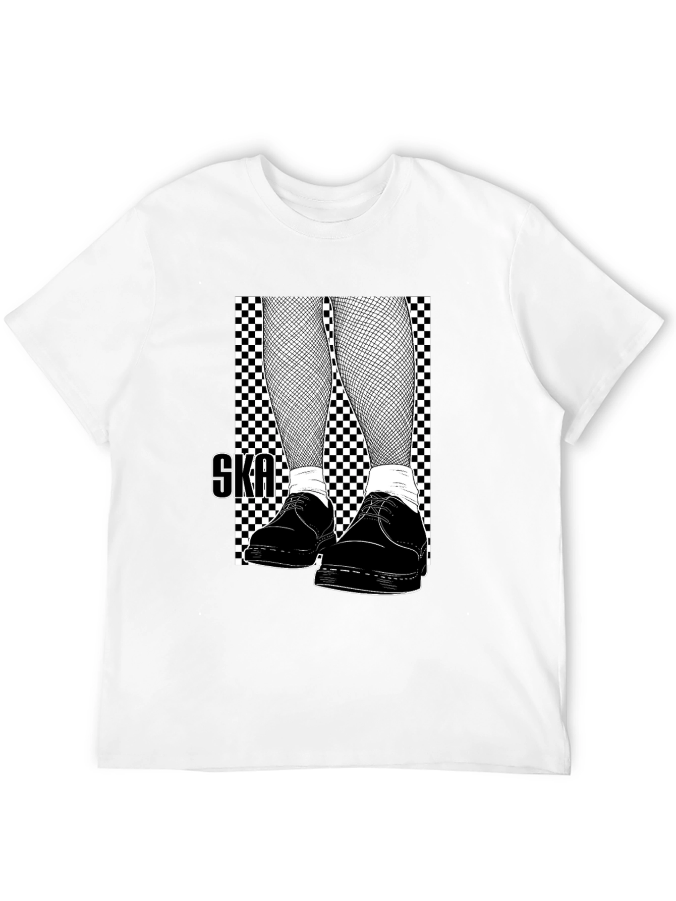 Ska Style T-Shirt: Checkerboard & Fishnet Design