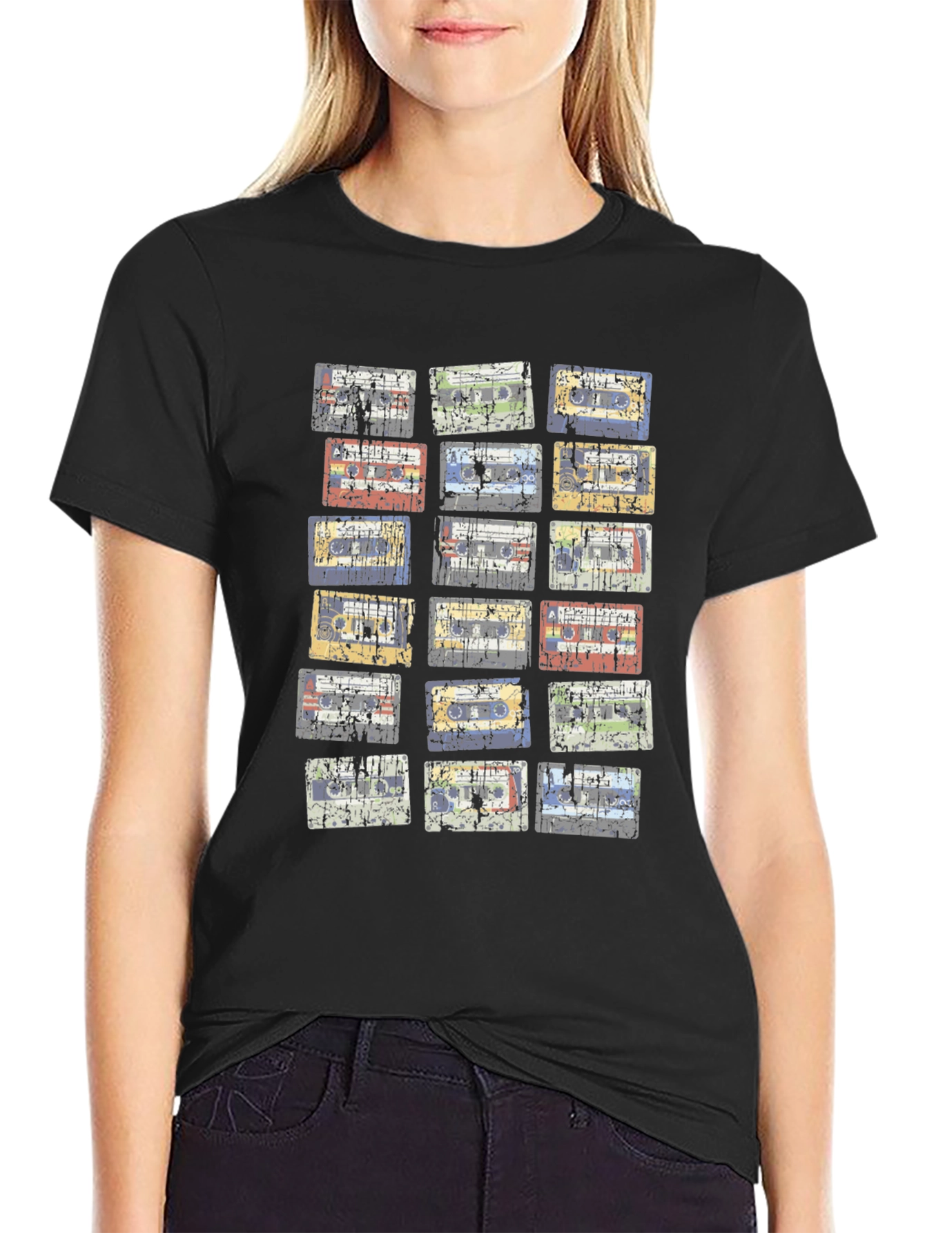 Retro Cassette Tape Graphic Black T-Shirt