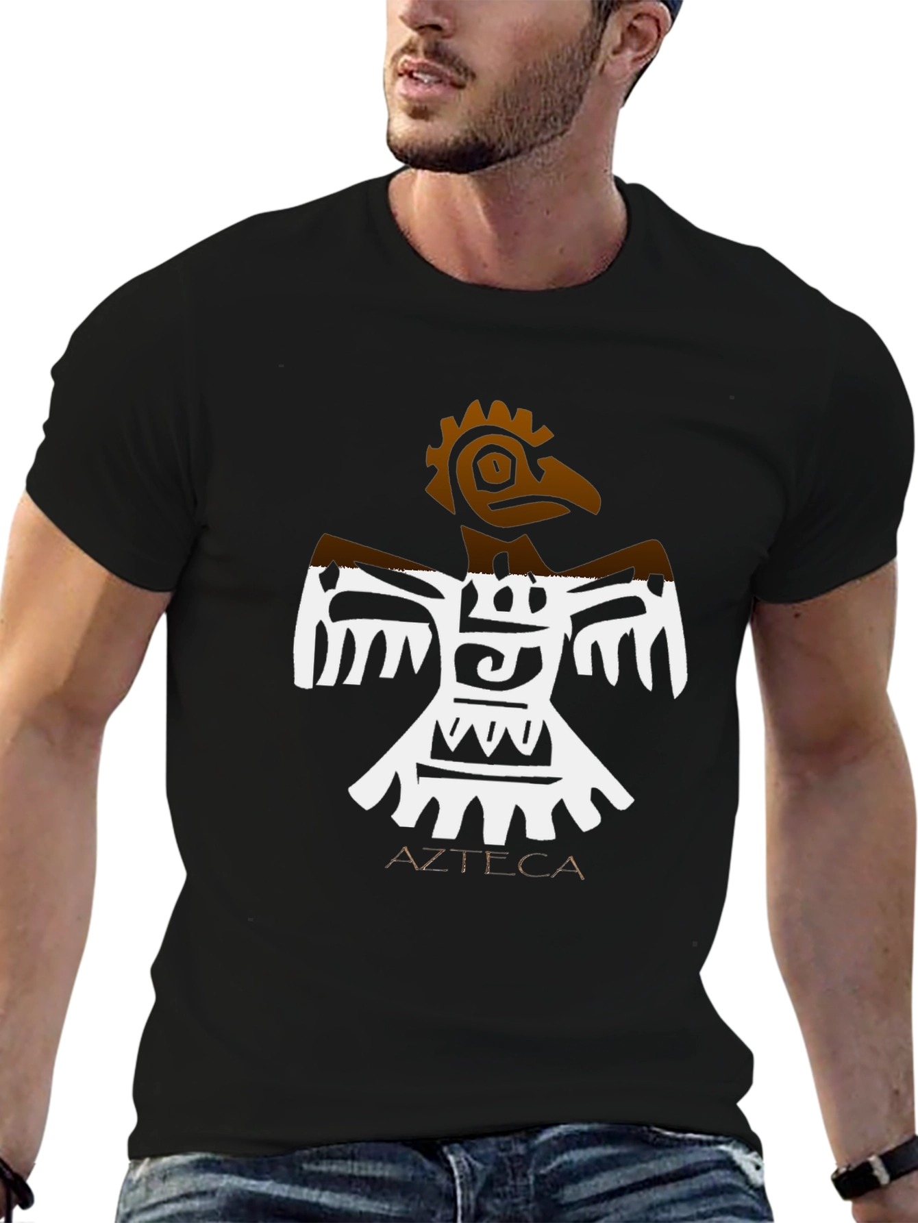 Azteca Bird Graphic Black T-Shirt