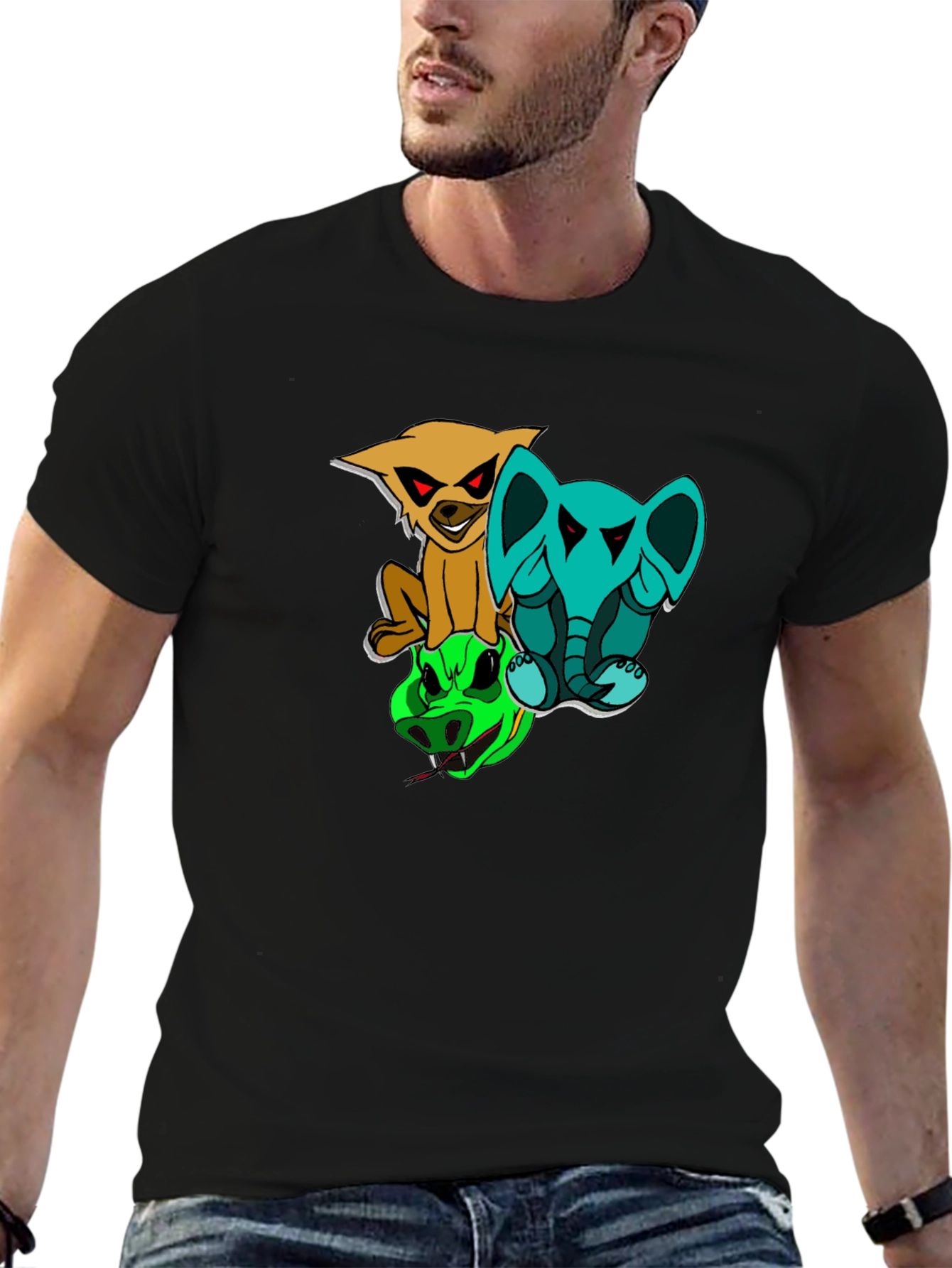 Cartoon Animals Stacked T-Shirt