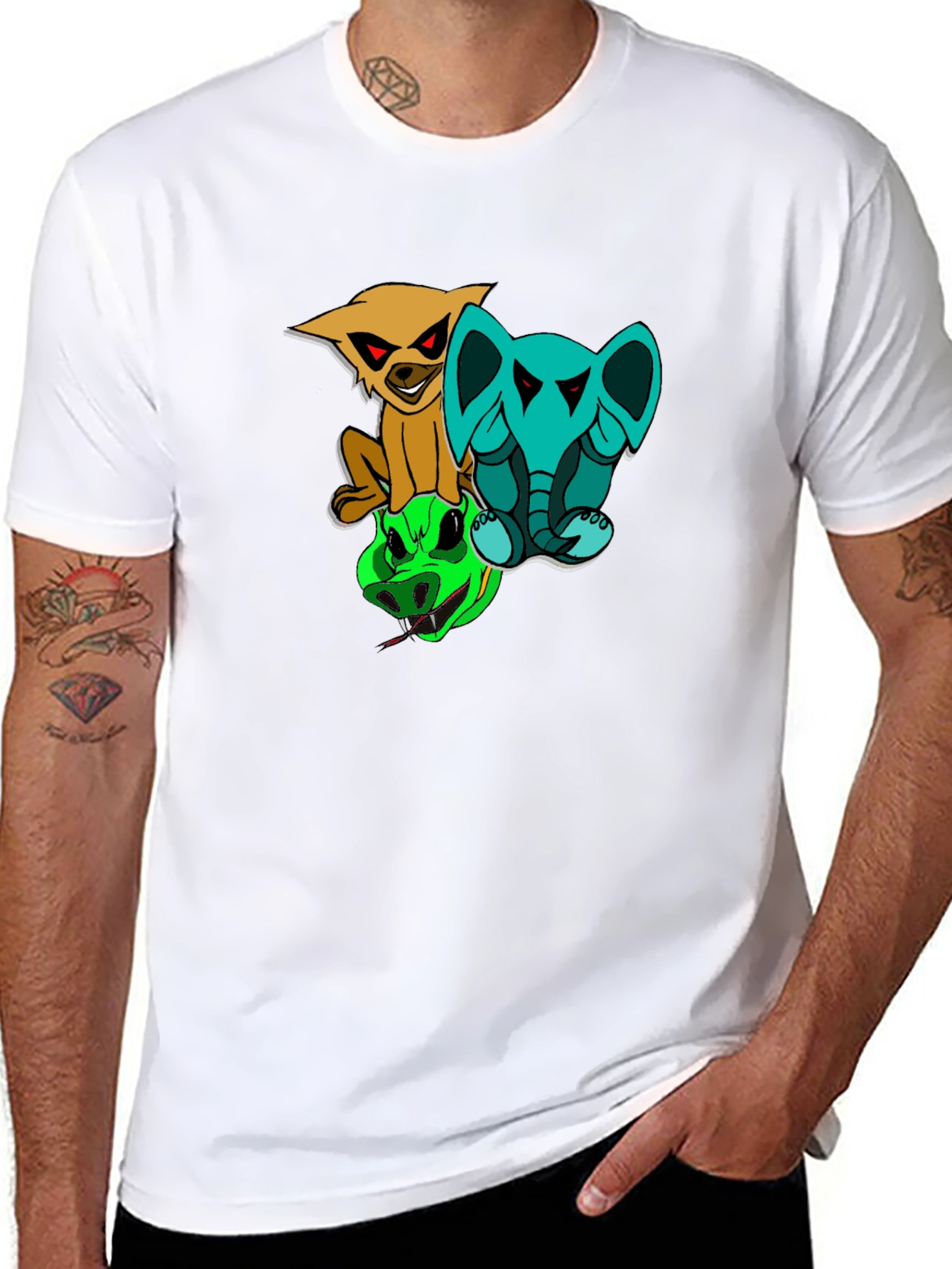 Cartoon Animals Stacked T-Shirt