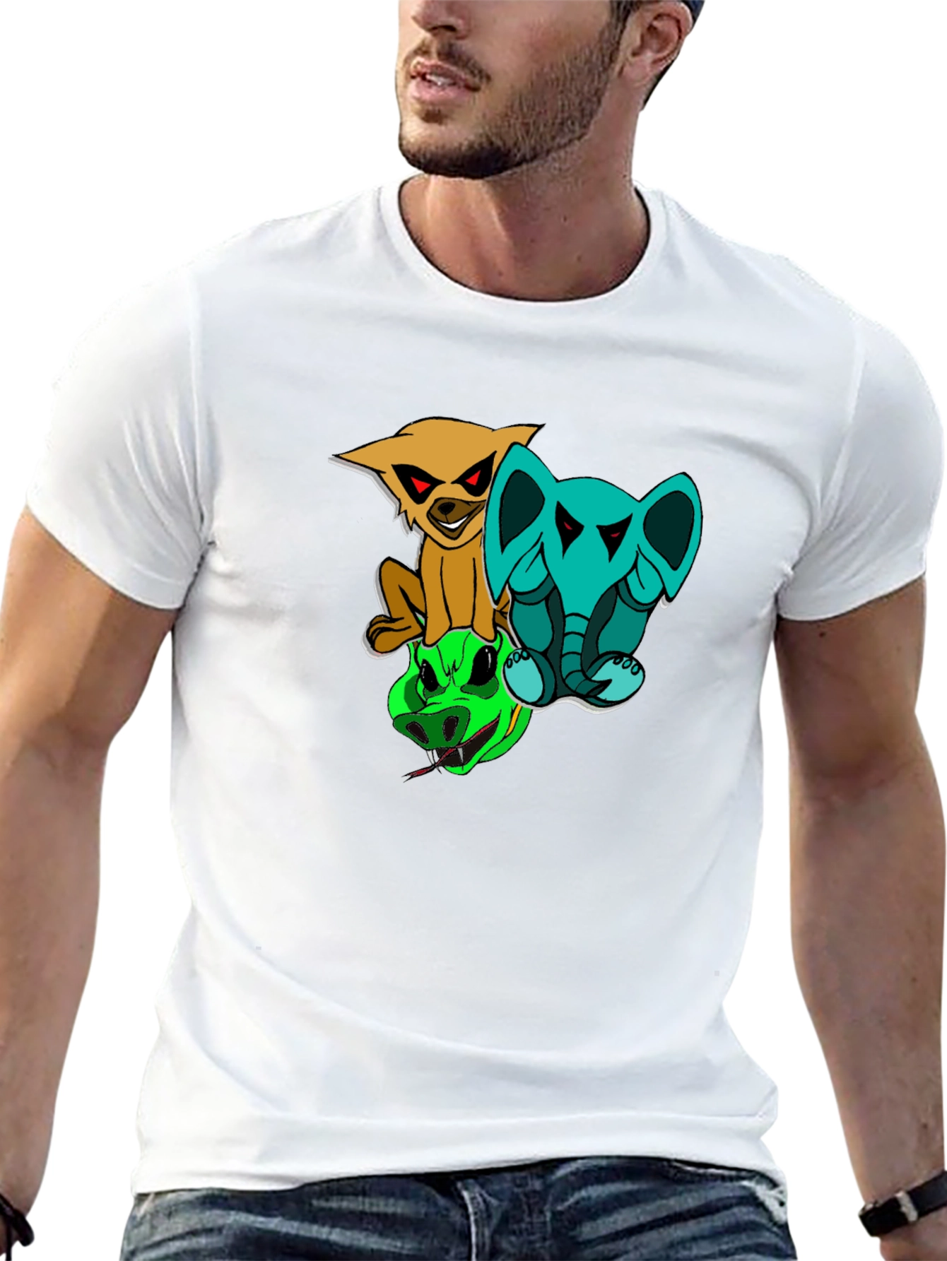Cartoon Animals Stacked T-Shirt