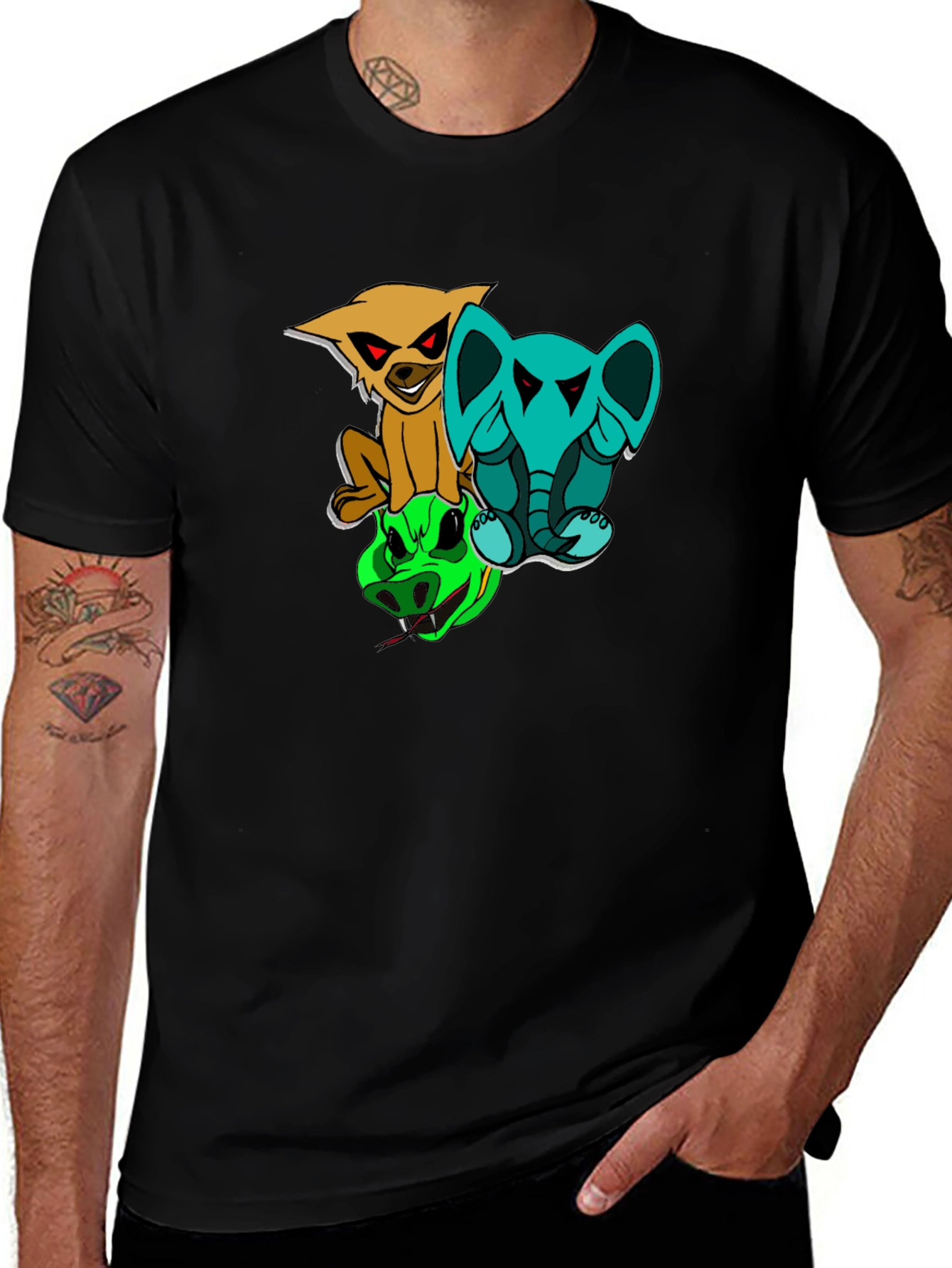 Cartoon Animals Stacked T-Shirt