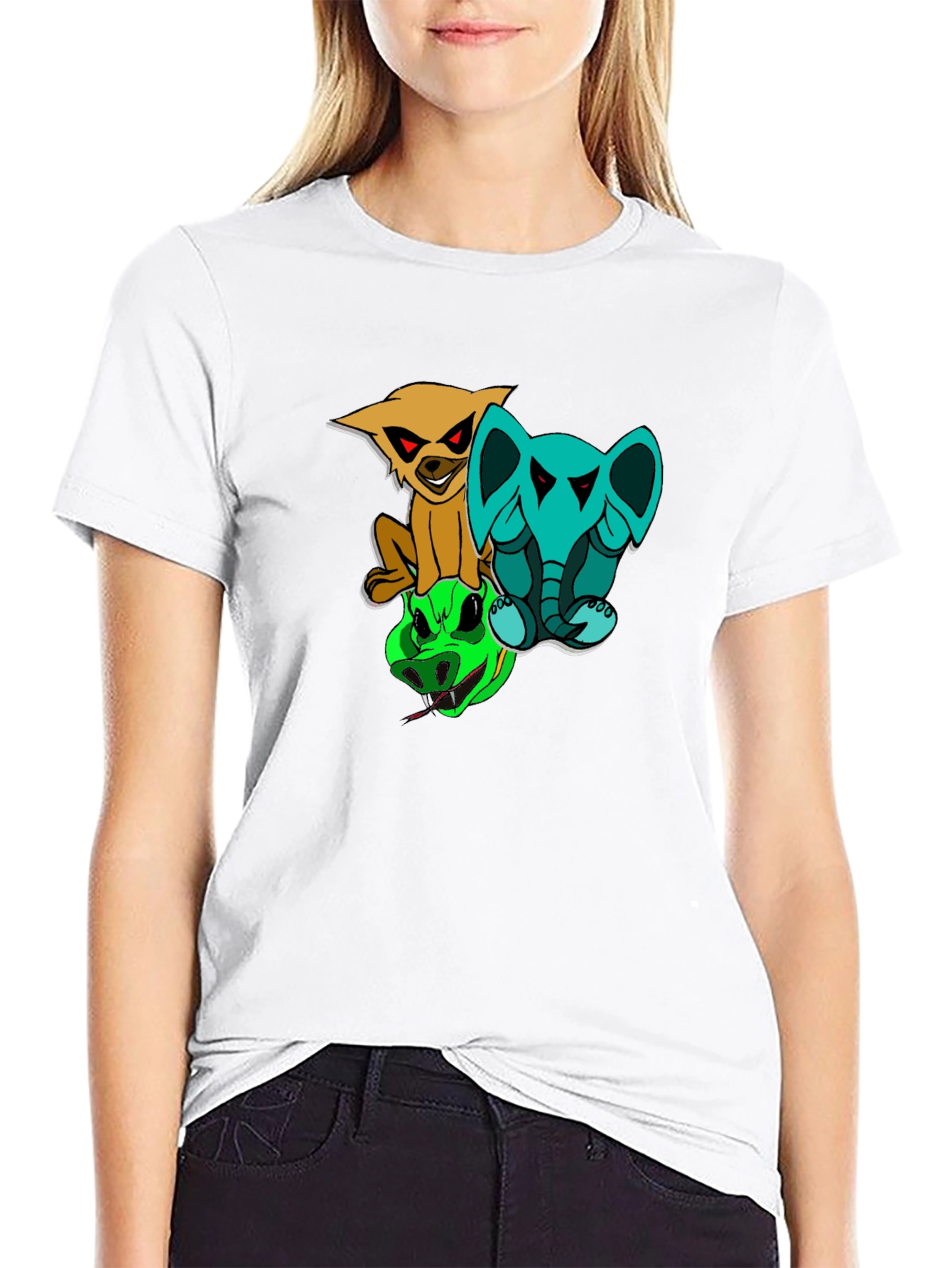Cartoon Animals Stacked T-Shirt