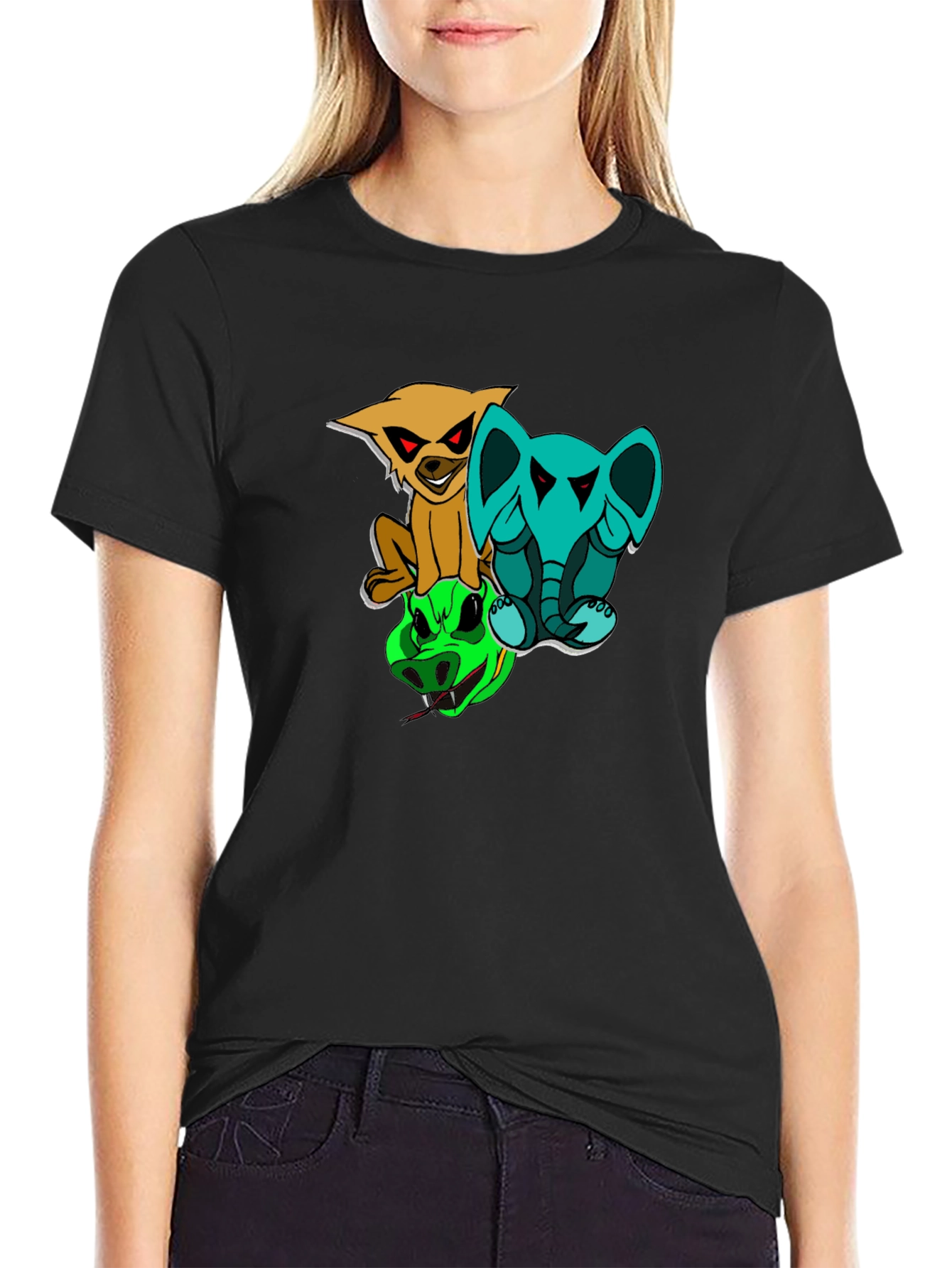 Cartoon Animals Stacked T-Shirt