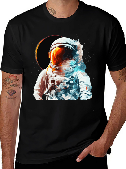 Astronaut Eclipse Graphic T-Shirt - Space Adventure Tee