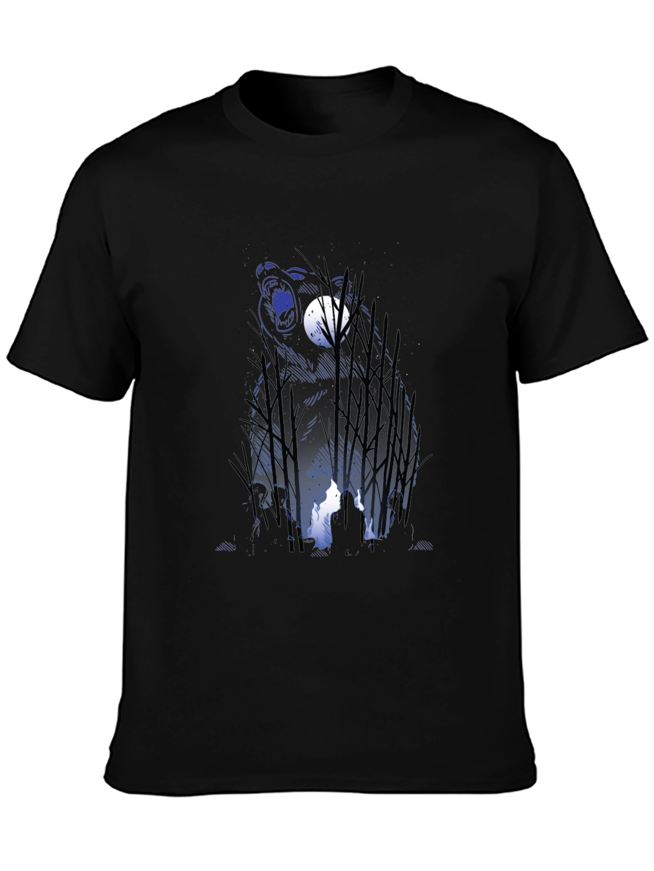 Bear & Campfire Graphic Tee - Nature Adventure Style