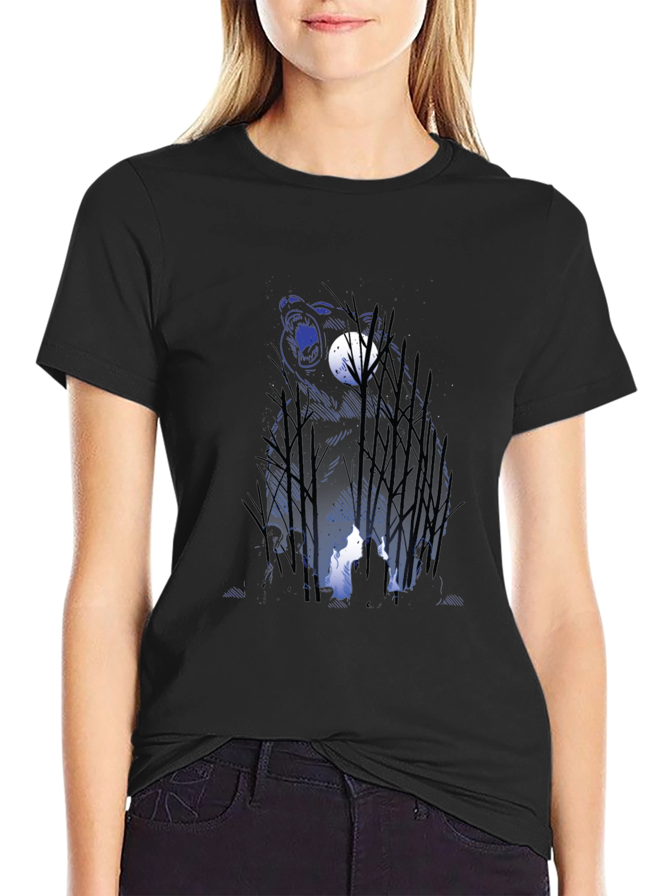 Bear & Campfire Graphic Tee - Nature Adventure Style