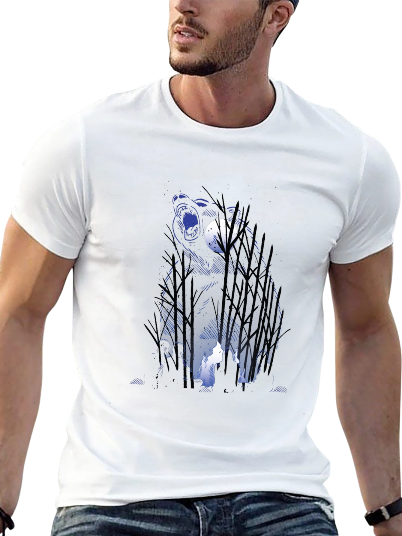 Bear & Campfire Graphic Tee - Nature Adventure Style