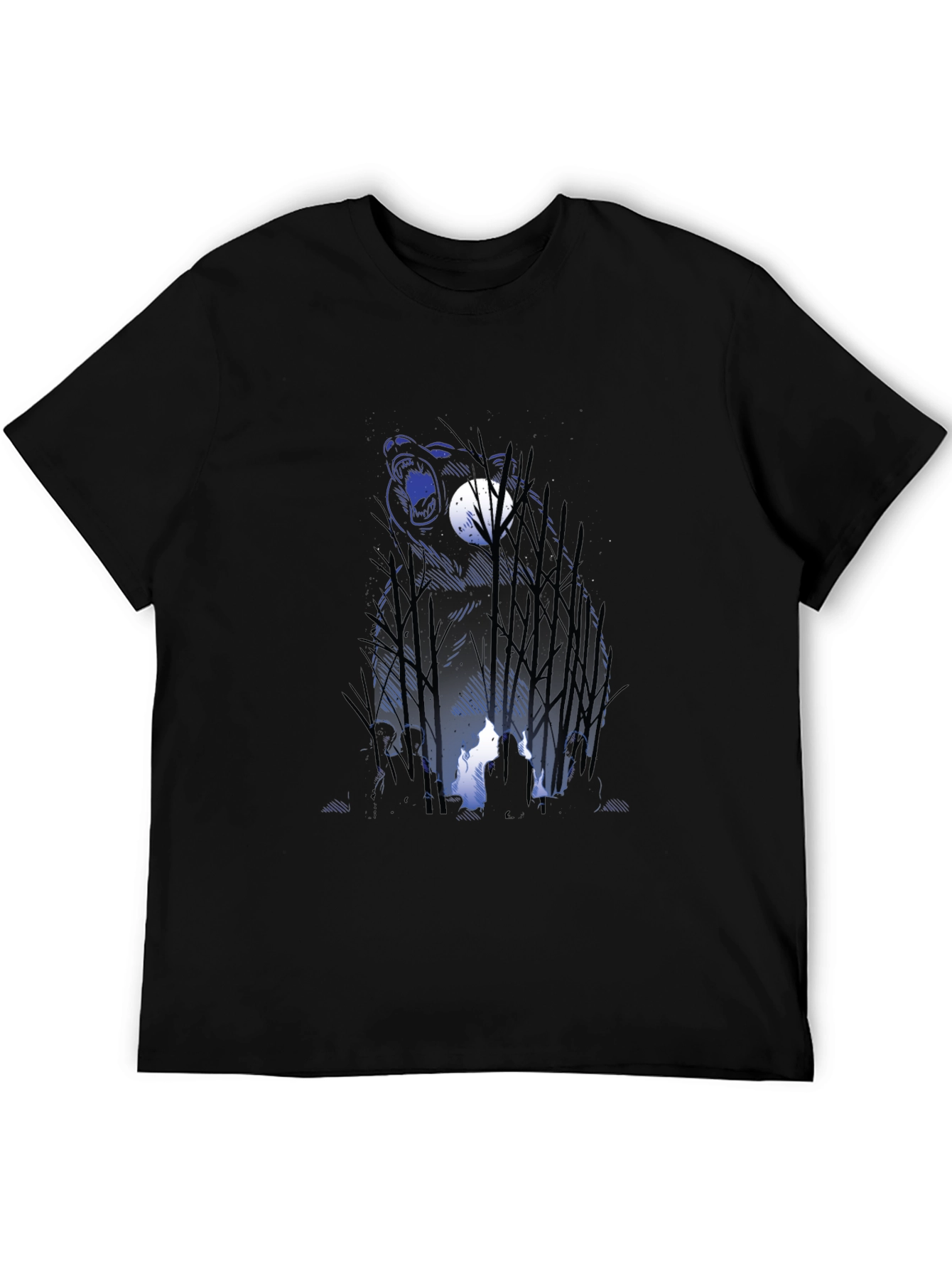 Bear & Campfire Graphic Tee - Nature Adventure Style
