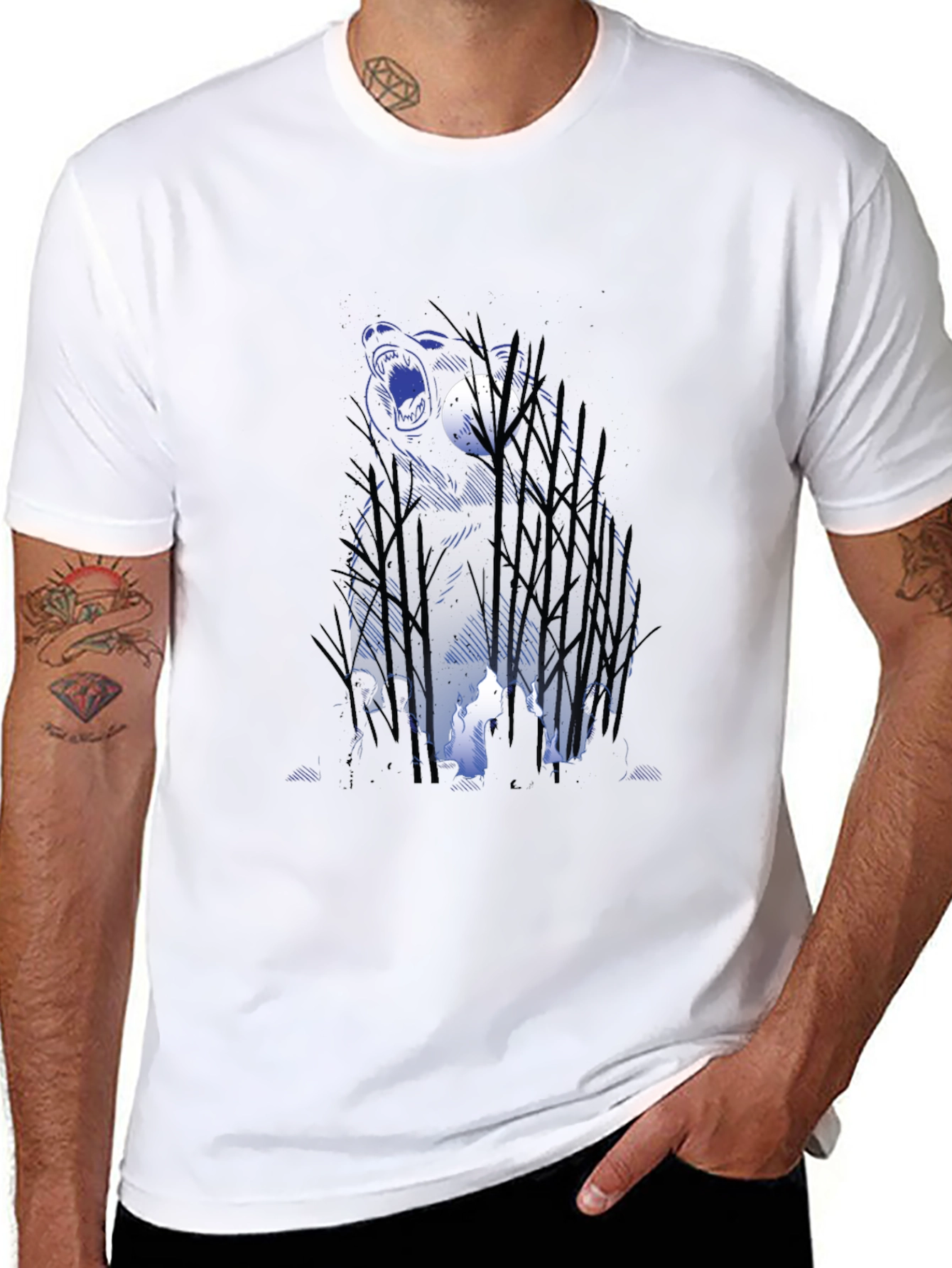 Bear & Campfire Graphic Tee - Nature Adventure Style