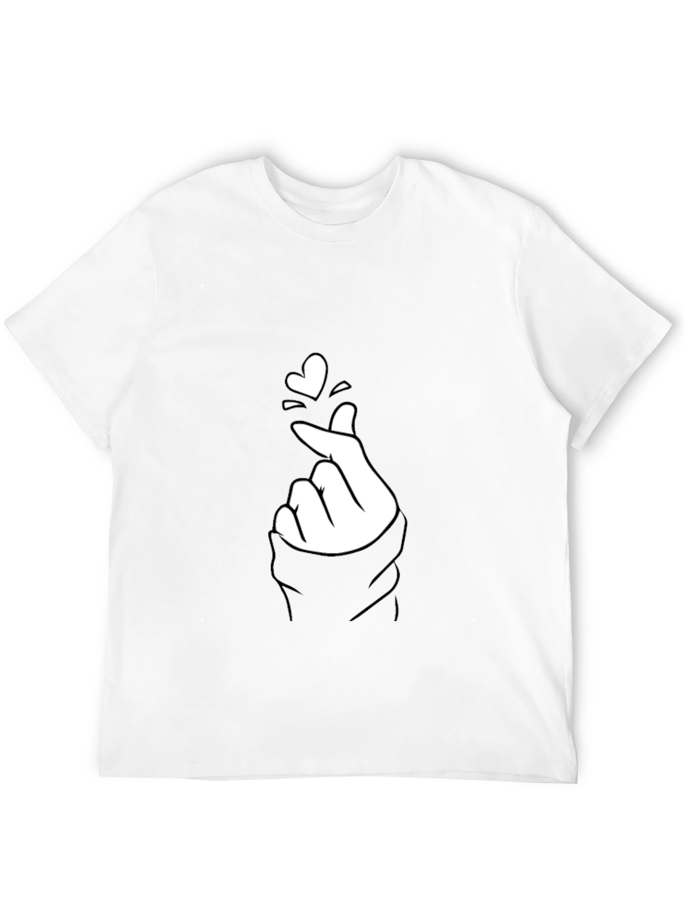 Black Tee with Finger Heart Graphic