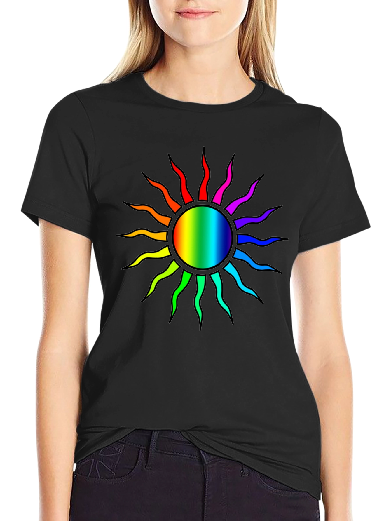 Rainbow Sun Graphic T-Shirt - Stylish Comfort