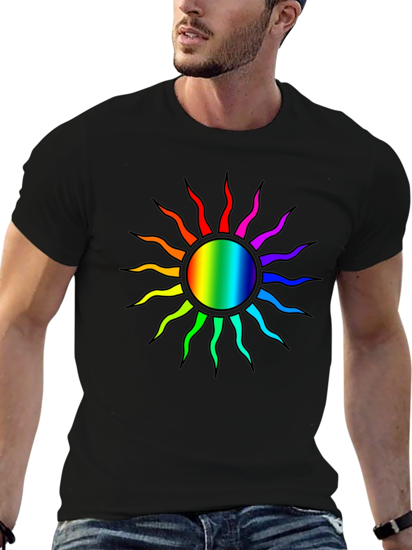 Rainbow Sun Graphic T-Shirt - Stylish Comfort