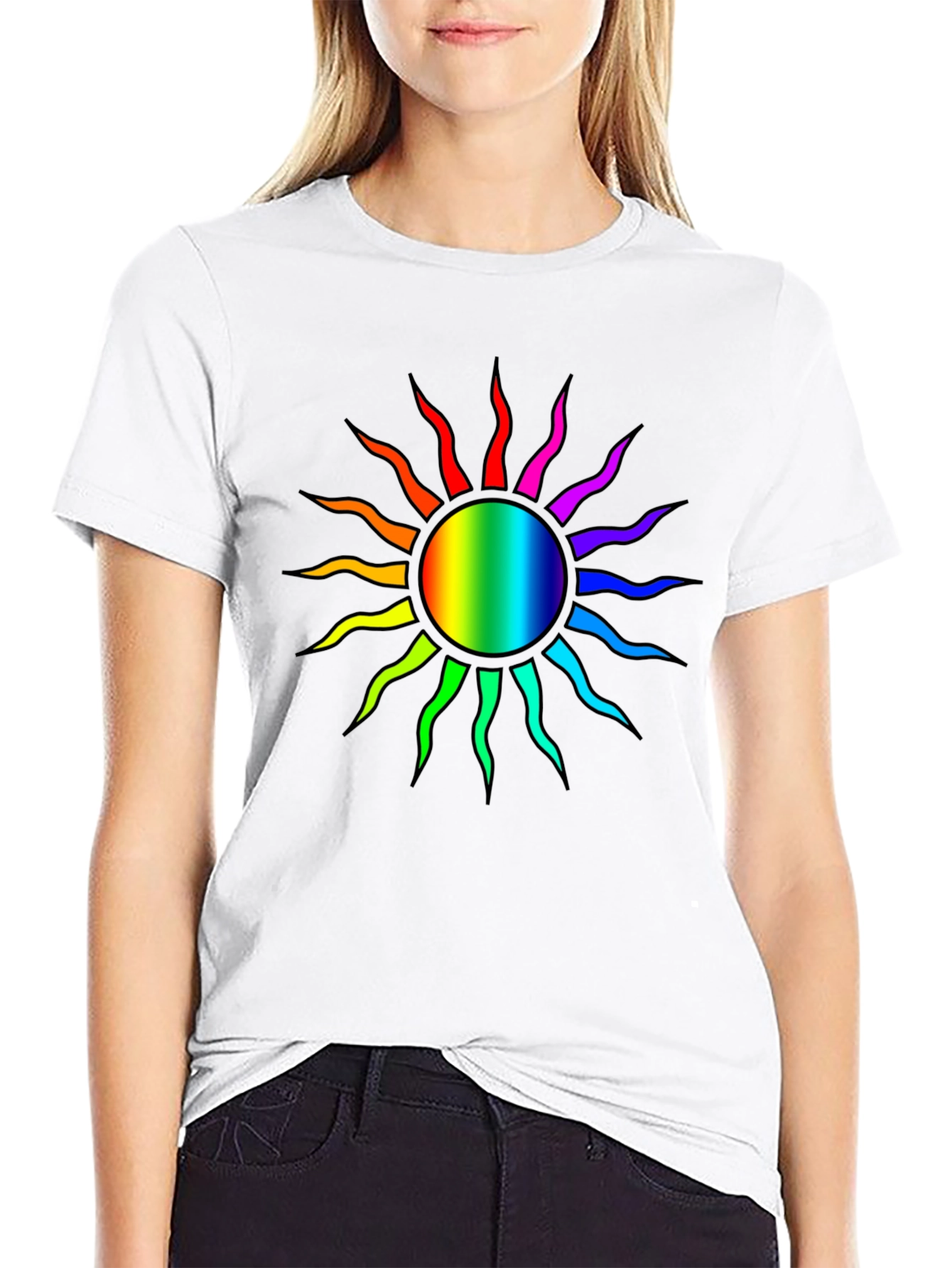 Rainbow Sun Graphic T-Shirt - Stylish Comfort