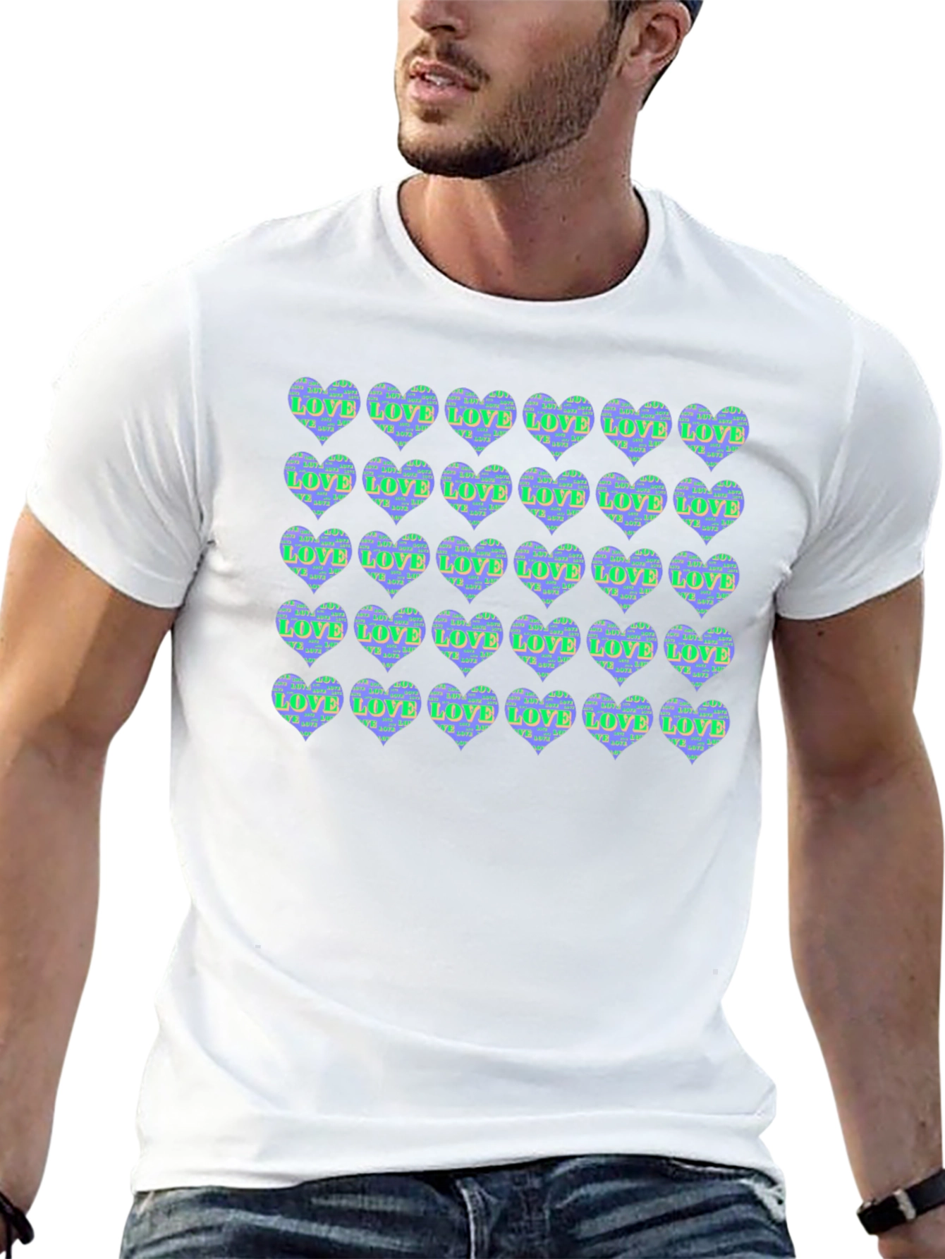 Heart Print Crew Neck T-Shirt