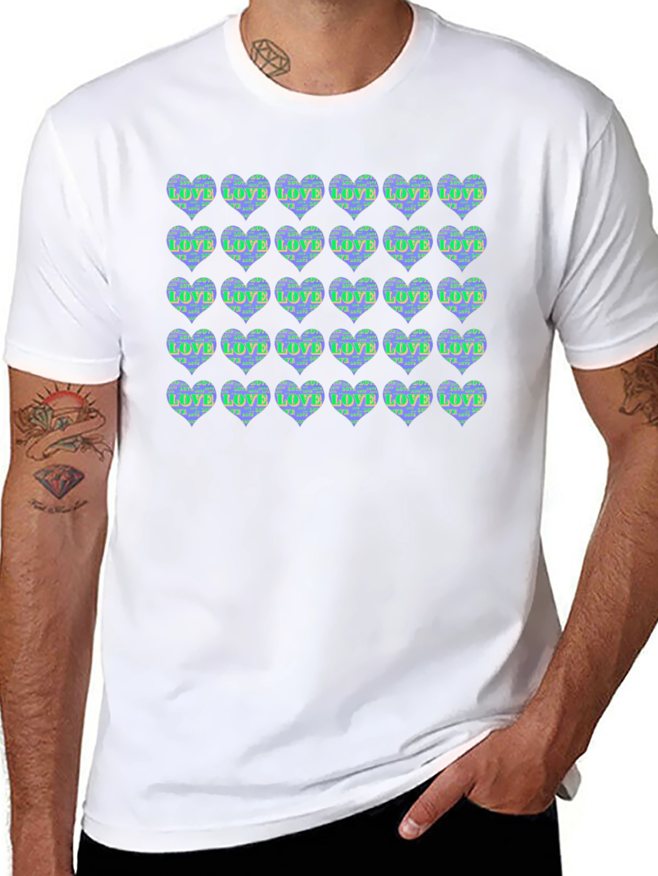 Heart Print Crew Neck T-Shirt