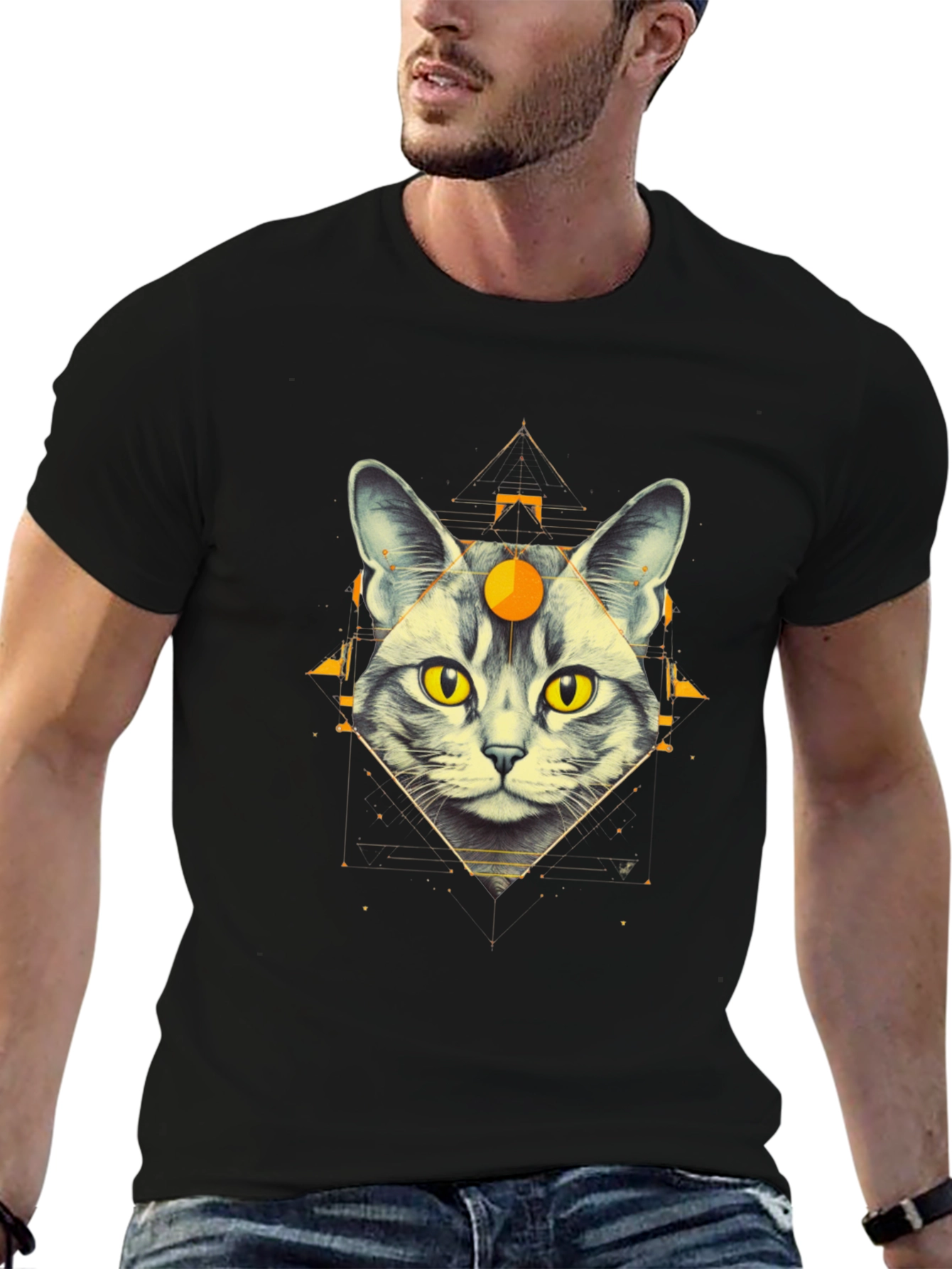 Mystic Cat Graphic Tee - Unique Design
