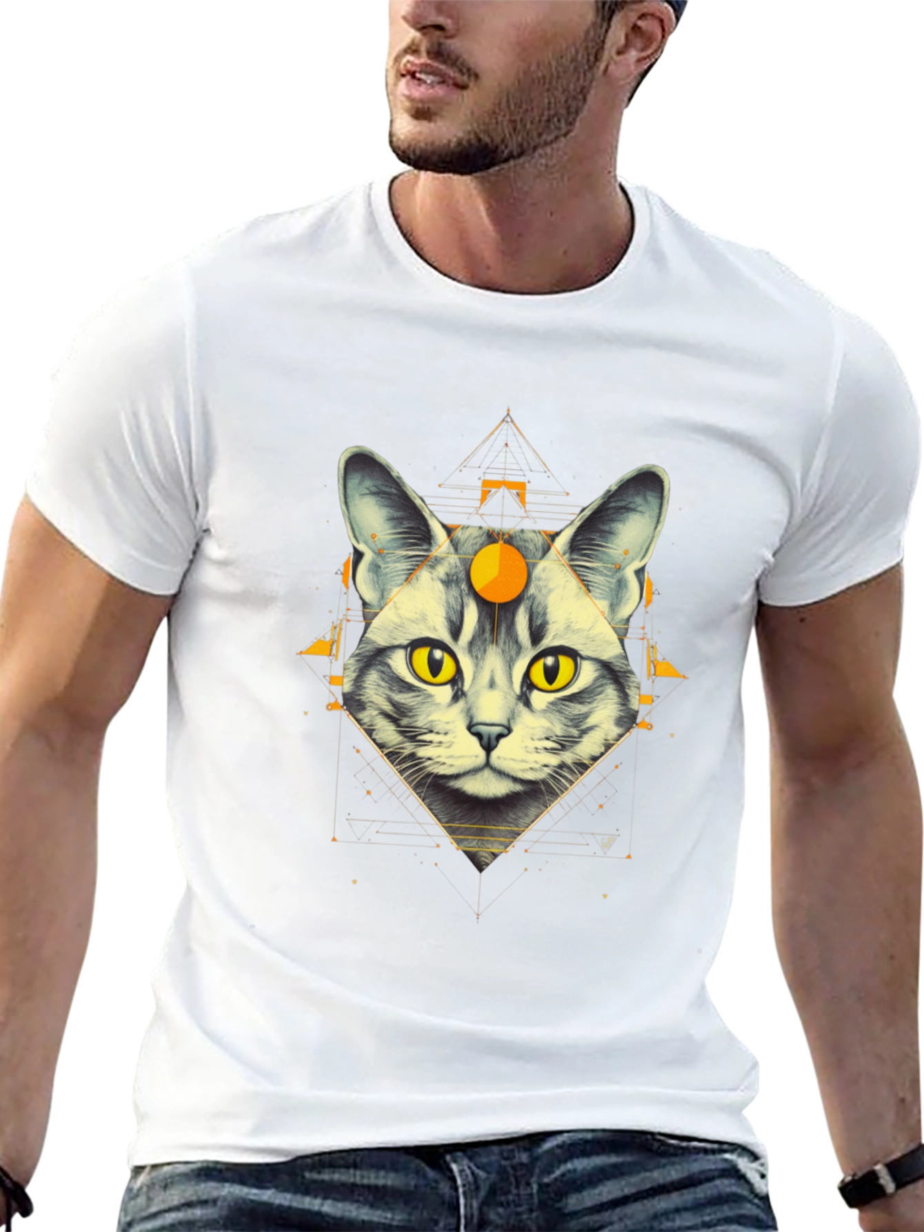 Mystic Cat Graphic Tee - Unique Design