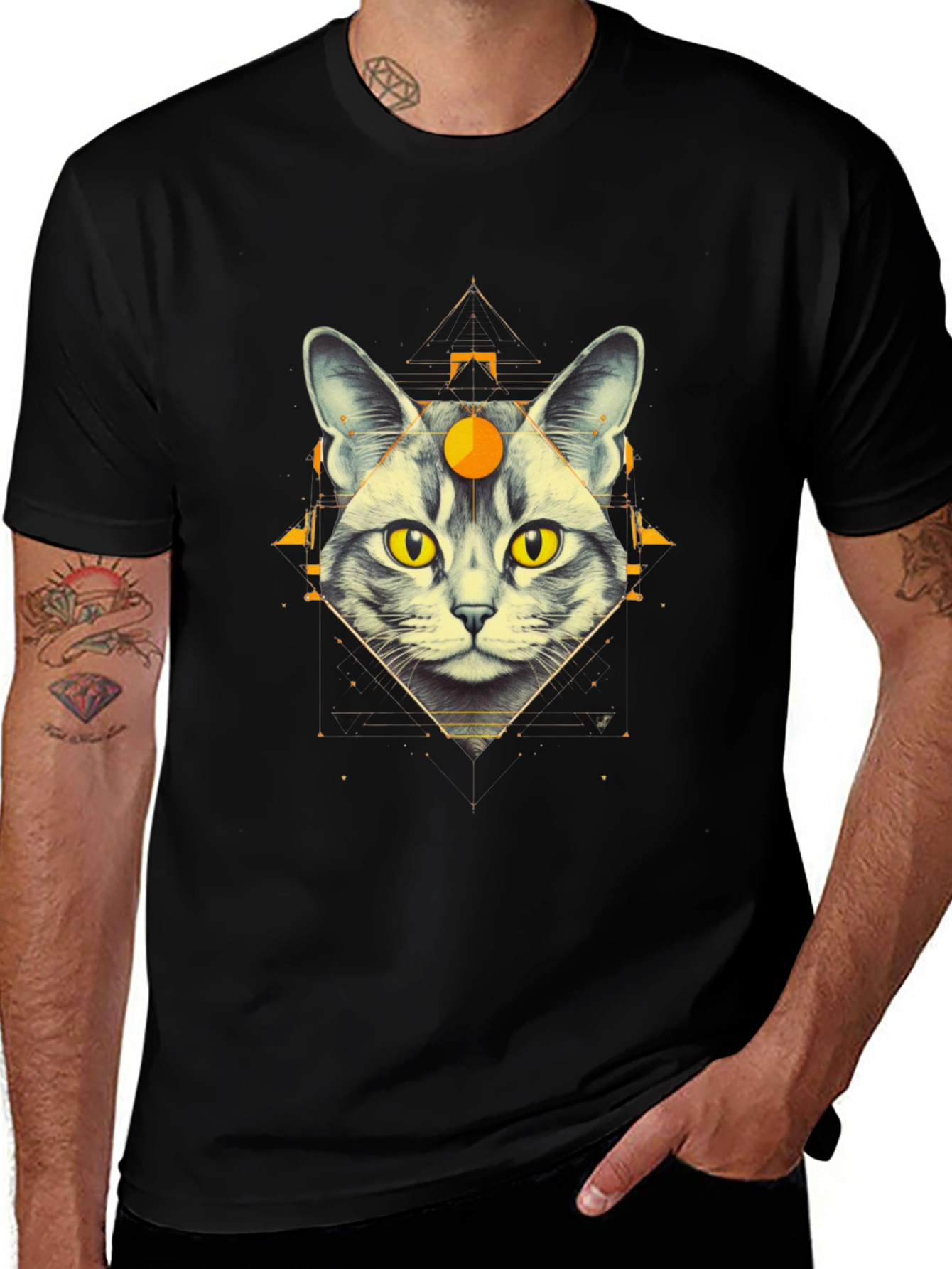Mystic Cat Graphic Tee - Unique Design