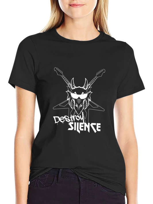 Destroy Silence Black Graphic Tee - Rock Band T-Shirt