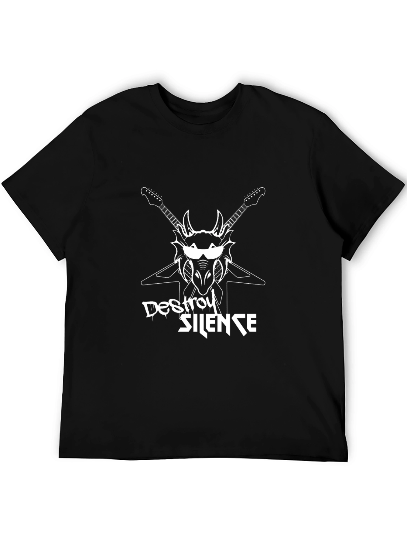 Destroy Silence Black Graphic Tee - Rock Band T-Shirt
