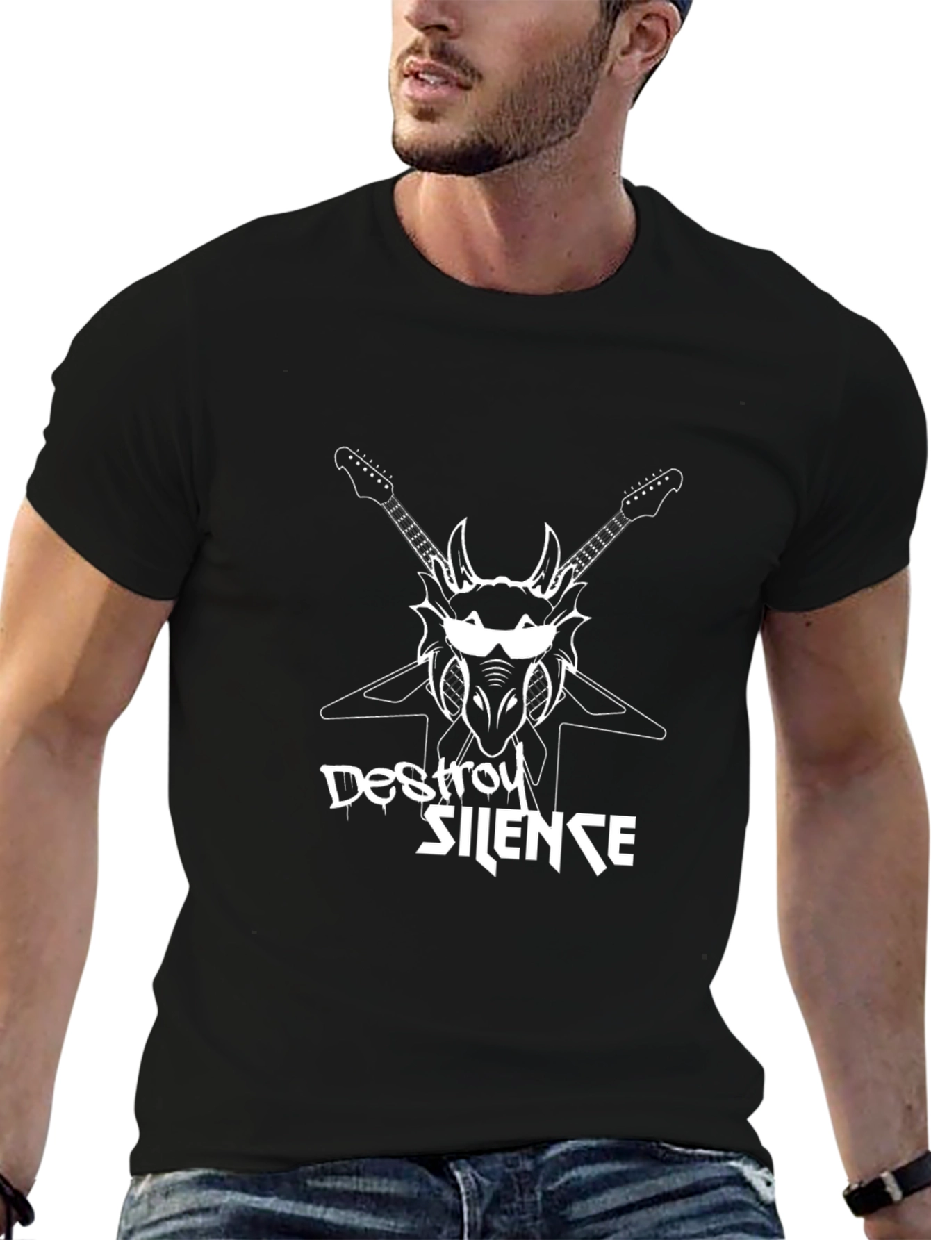 Destroy Silence Black Graphic Tee - Rock Band T-Shirt
