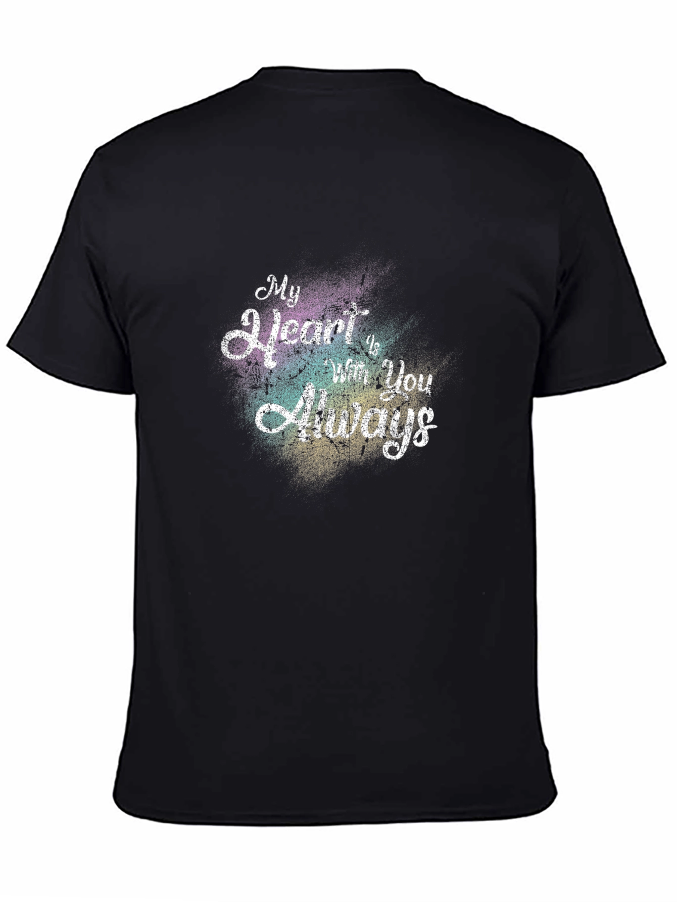 My Heart is With You Always Black Graphic Tee