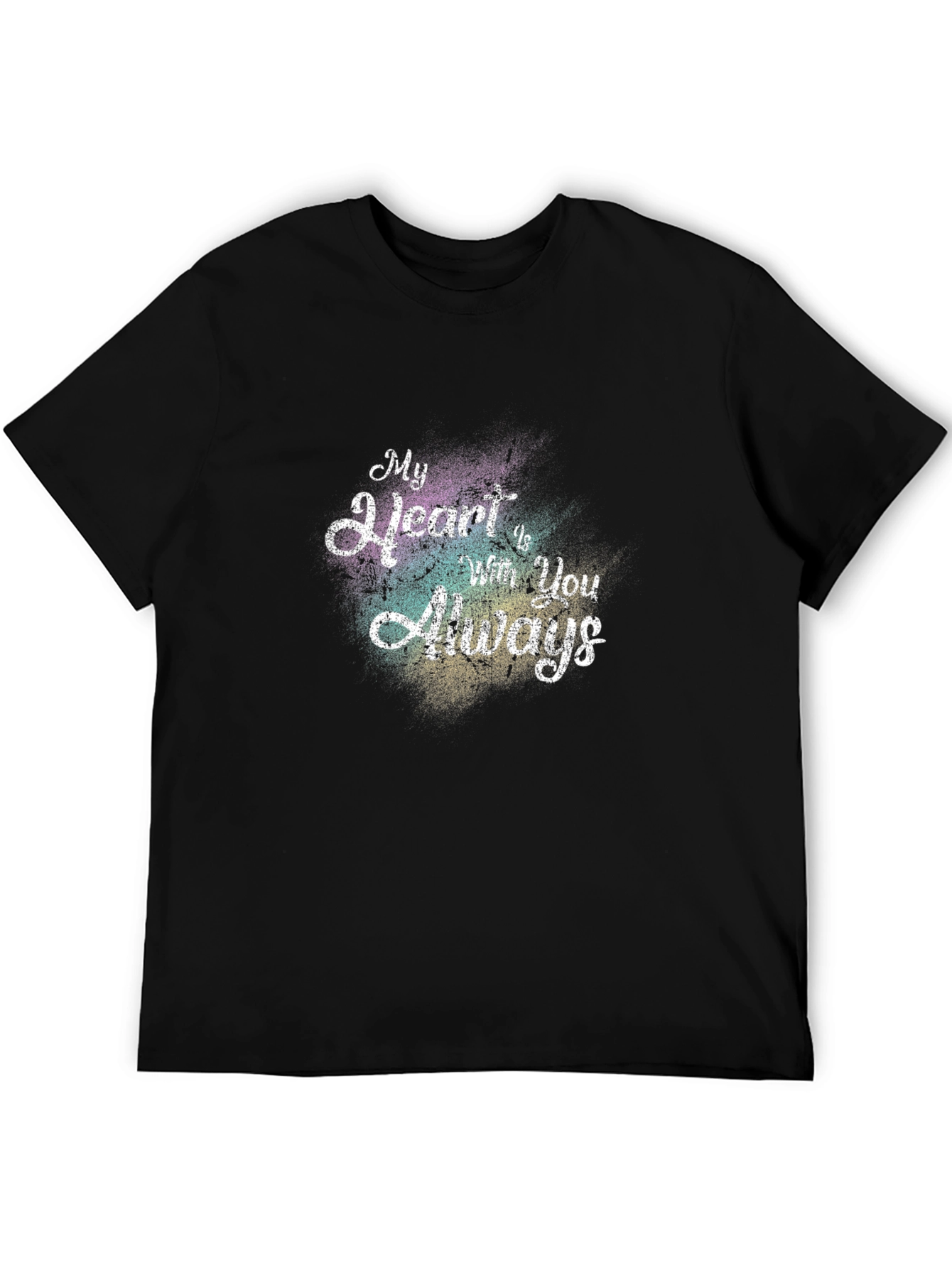 My Heart is With You Always Black Graphic Tee
