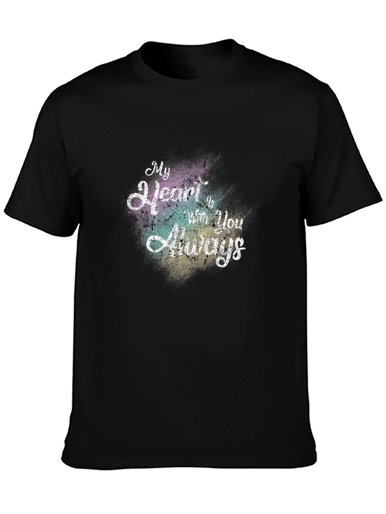 My Heart is With You Always Black Graphic Tee