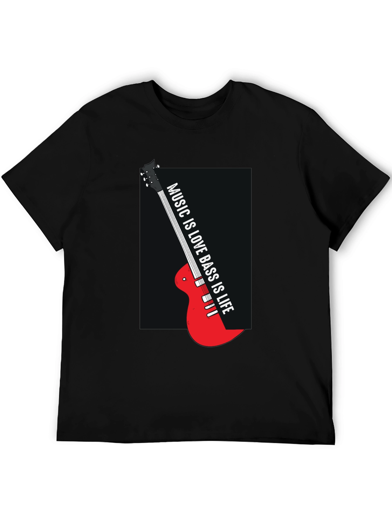 Music is Love Bass is Life Black T-Shirt