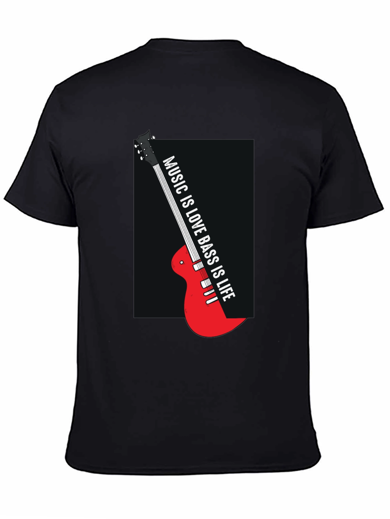 Music is Love Bass is Life Black T-Shirt