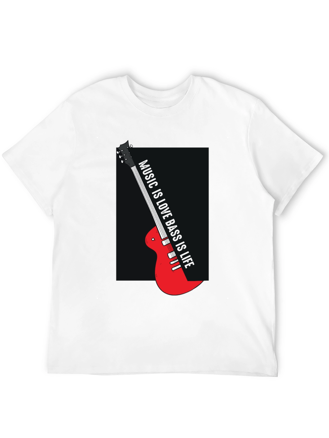 Music is Love Bass is Life Black T-Shirt