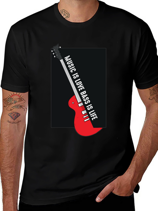 Music is Love Bass is Life Black T-Shirt
