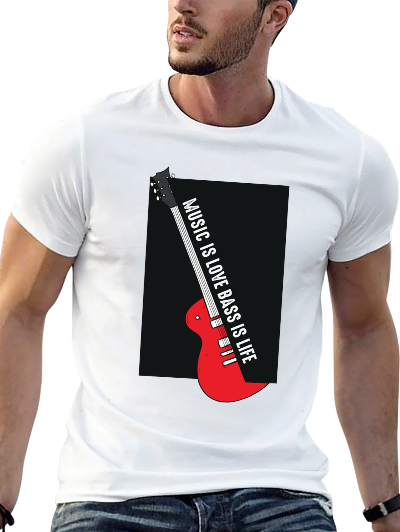 Music is Love Bass is Life Black T-Shirt