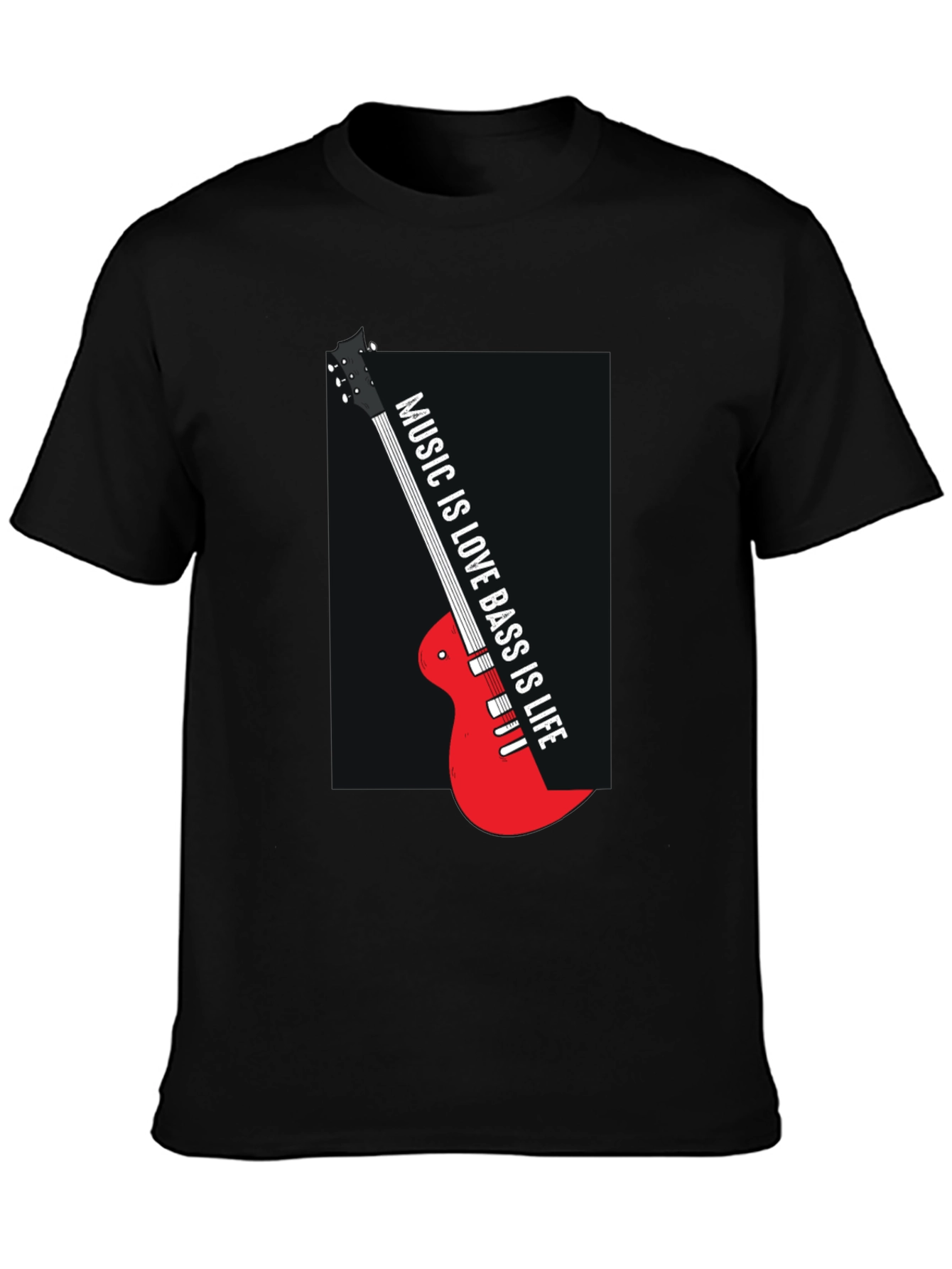Music is Love Bass is Life Black T-Shirt