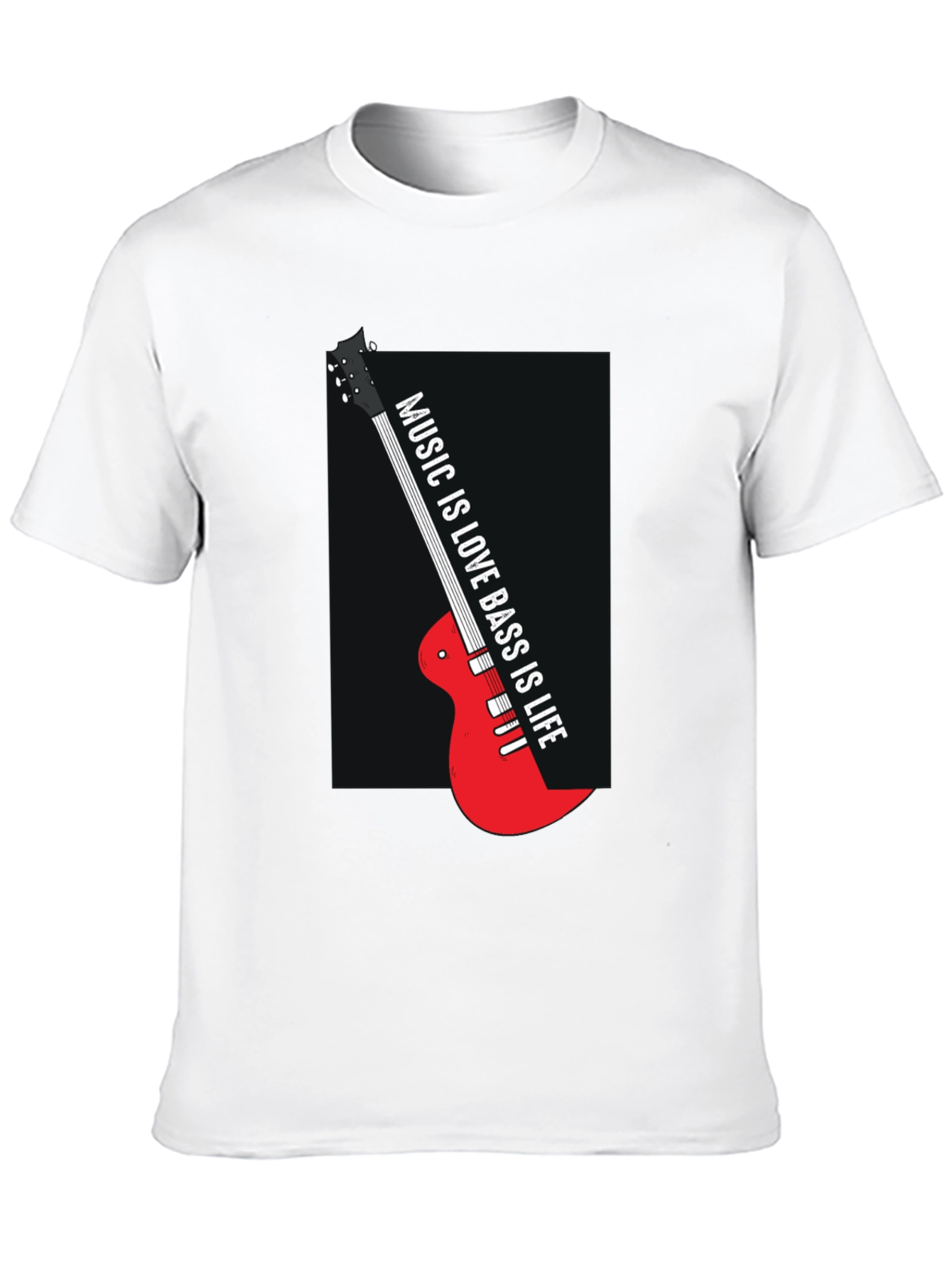 Music is Love Bass is Life Black T-Shirt