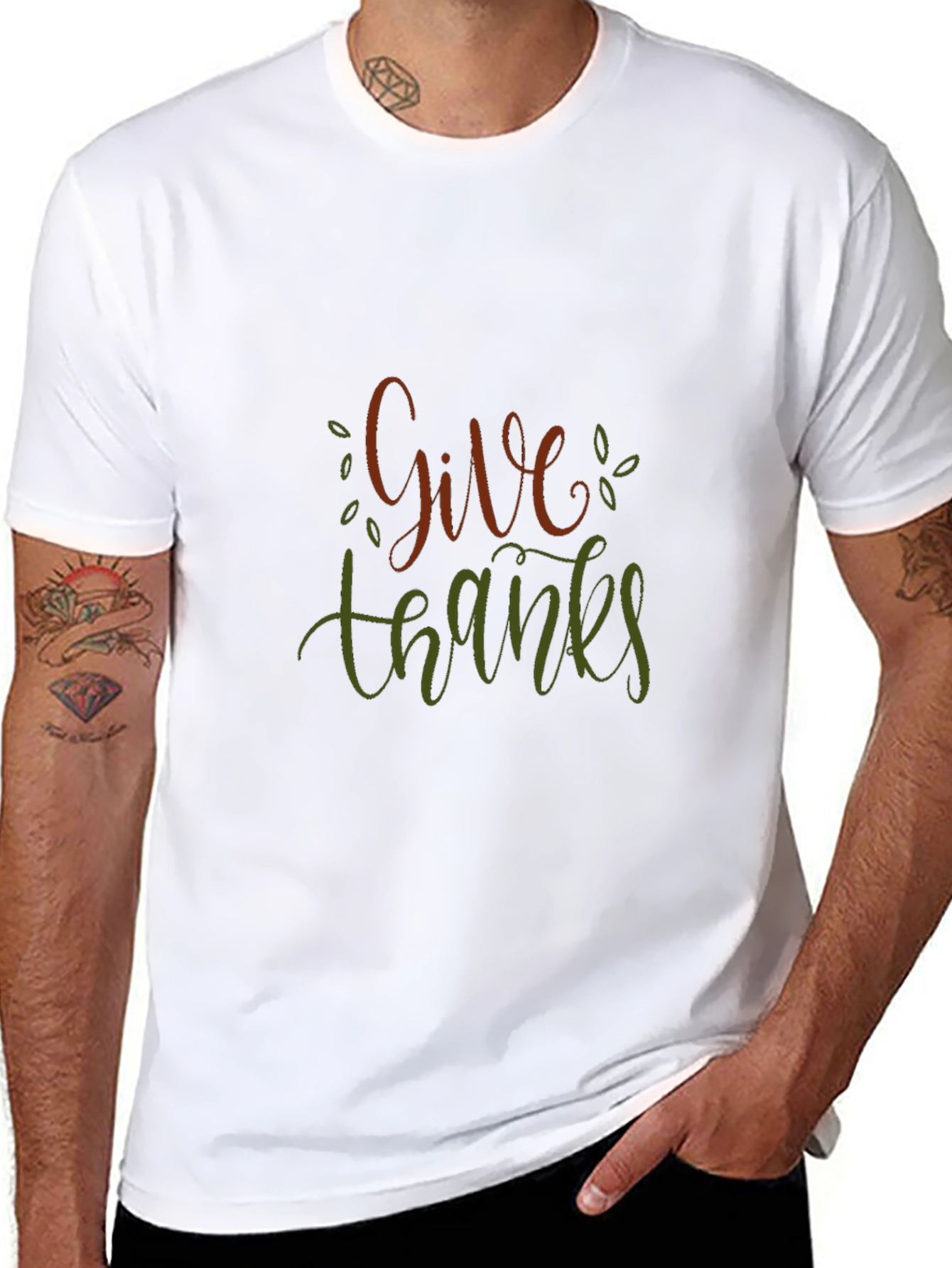 Give Thanks Graphic Tee - Thanksgiving Holiday T-Shirt