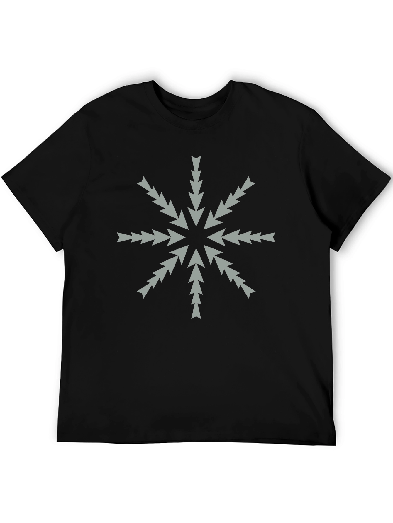 Arrow Snowflake Tee - Stylish Black Crew Neck T-Shirt