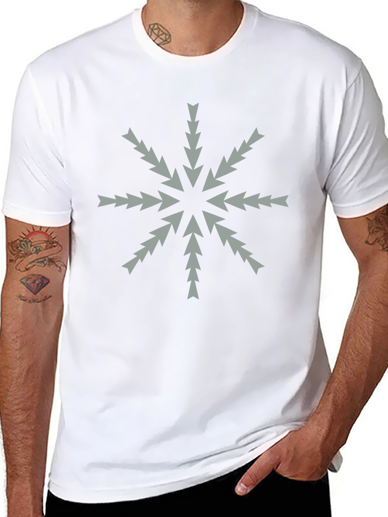 Arrow Snowflake Tee - Stylish Black Crew Neck T-Shirt