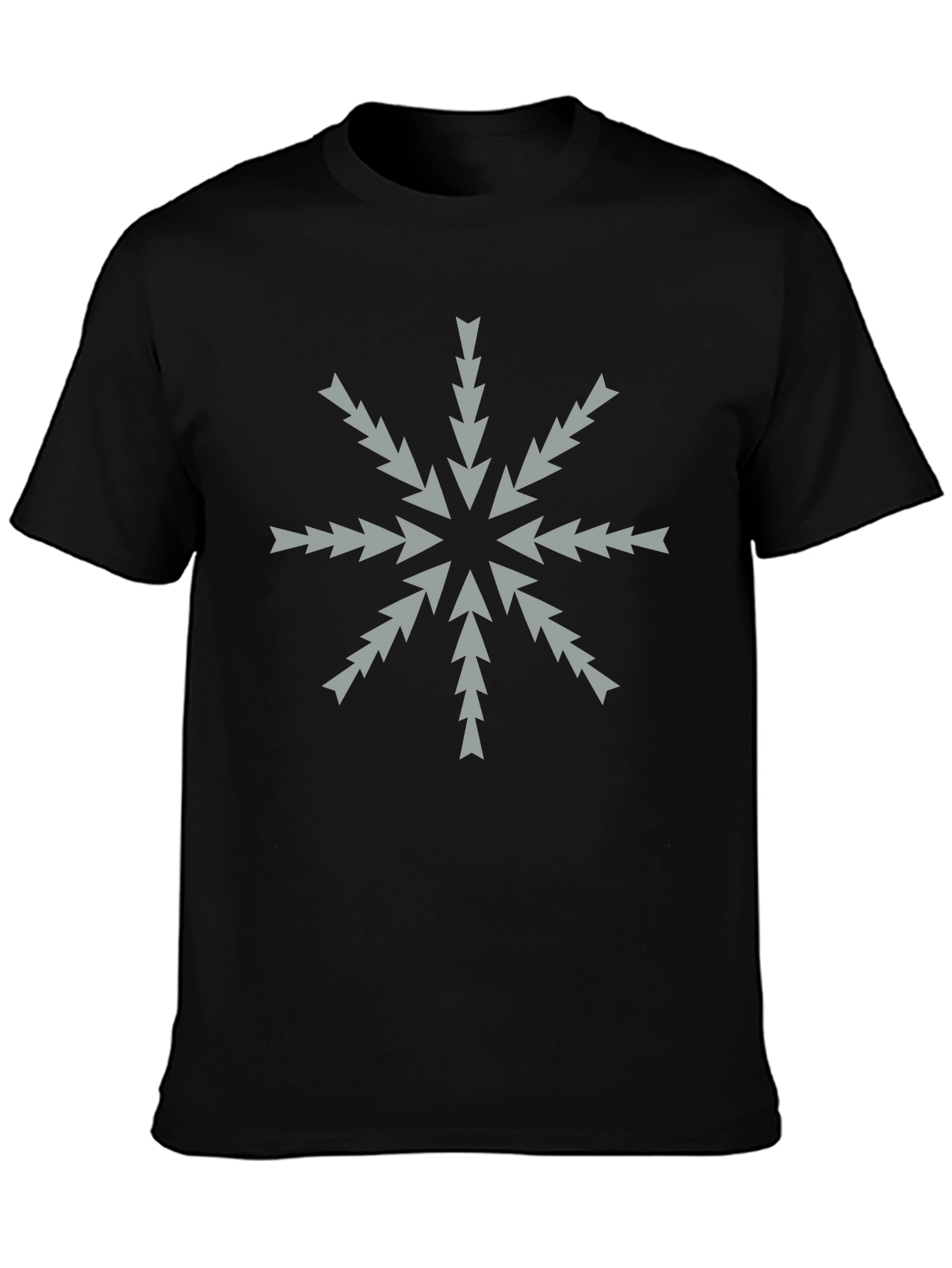Arrow Snowflake Tee - Stylish Black Crew Neck T-Shirt