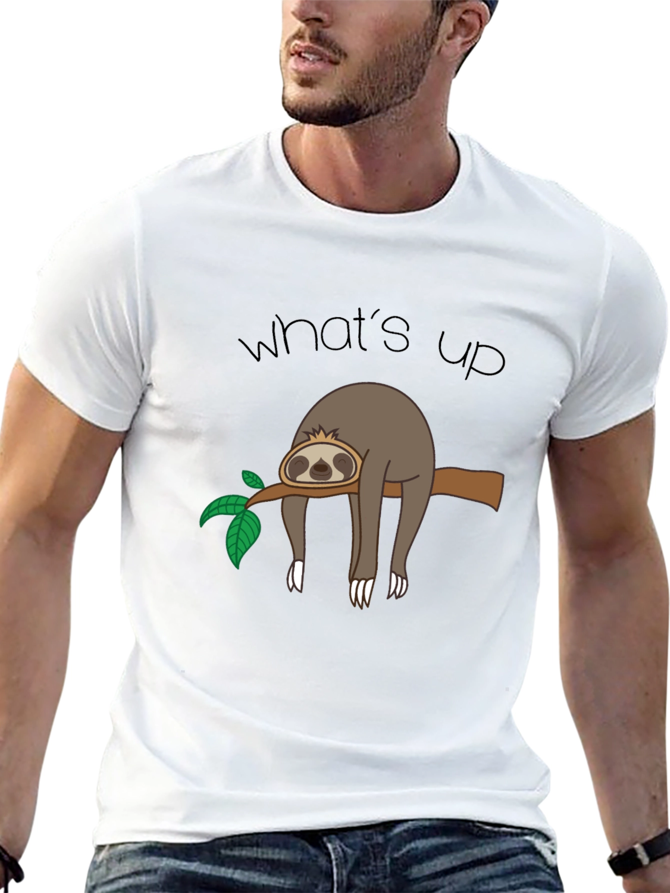 Lazy Sloth Graphic T-Shirt - Whats Up Funny Tee