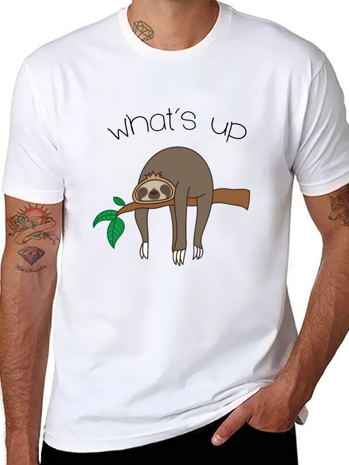 Lazy Sloth Graphic T-Shirt - Whats Up Funny Tee
