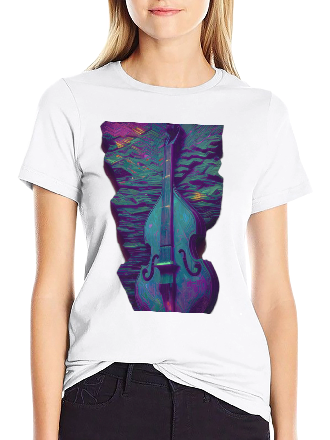 Abstract Double Bass T-Shirt - Musical Art Tee